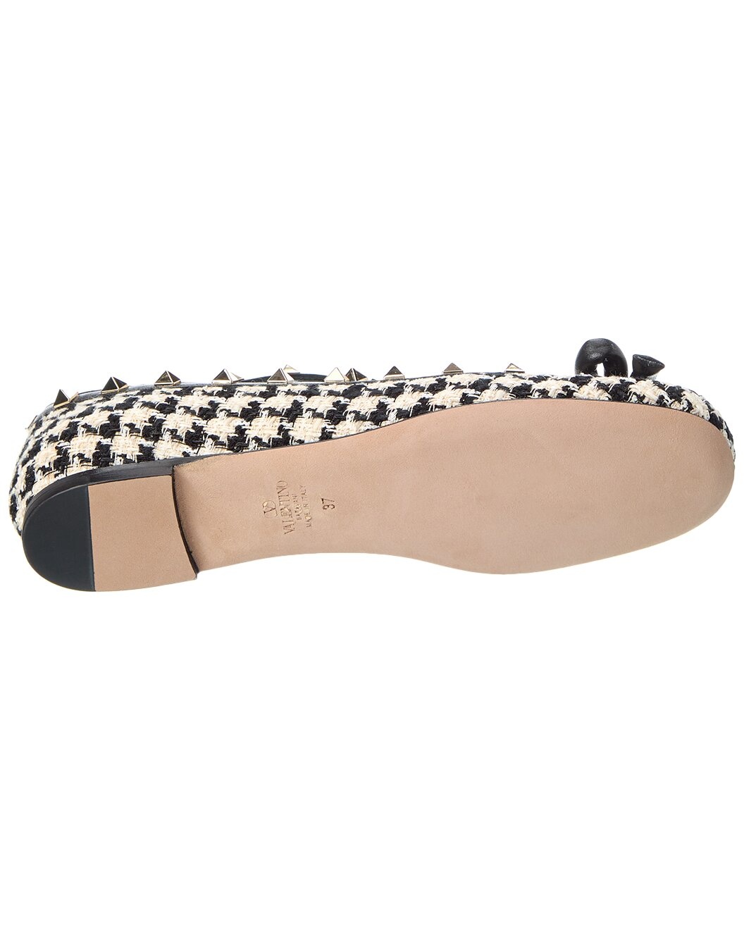 Valentino Rockstud Tweed & Leather Flat - 4