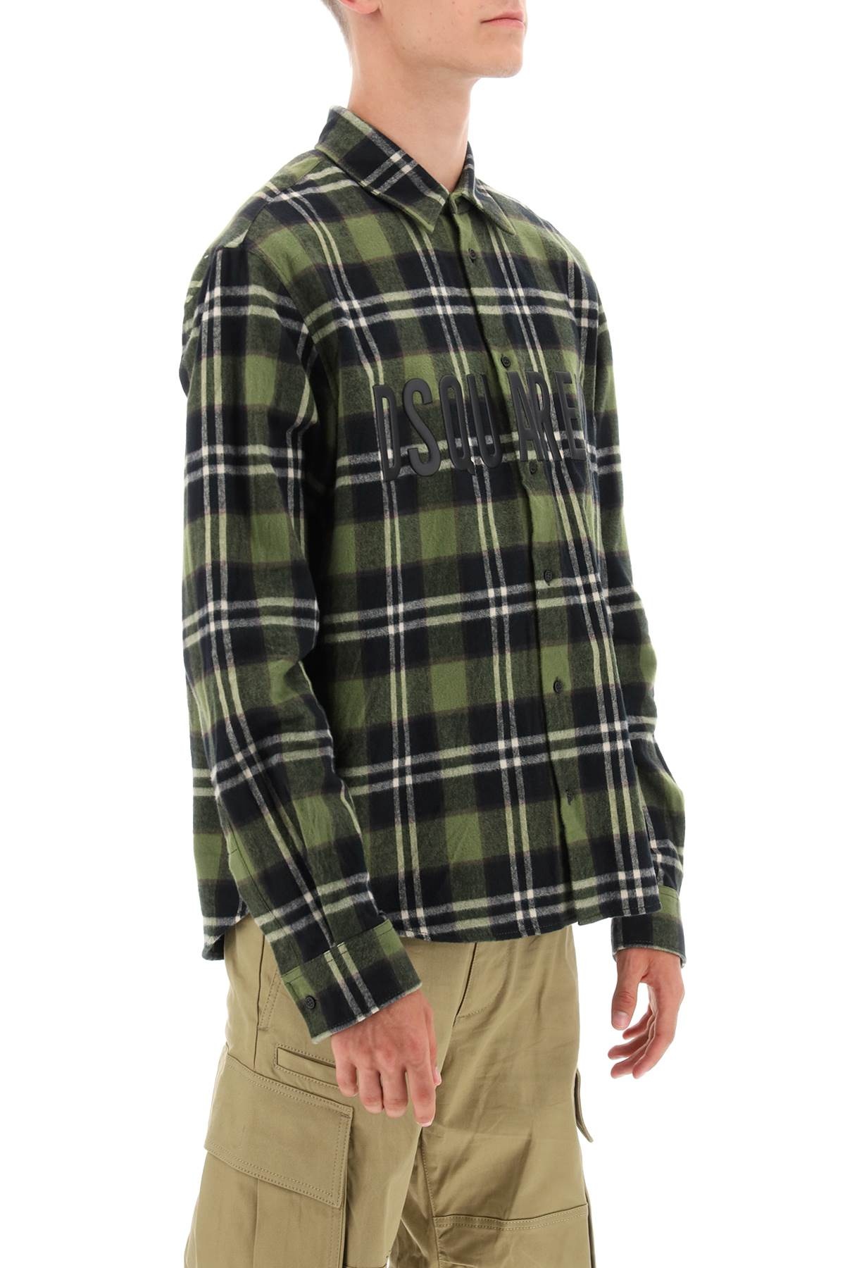 CHECK FLANNEL SHIRT WITH RUBBERIZED LOGO - 8