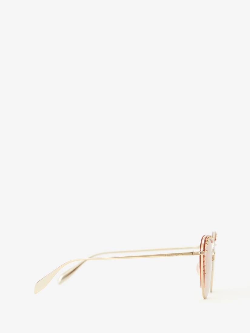 Studded Lens Cat-eye Sunglasses in Light Gold - 2
