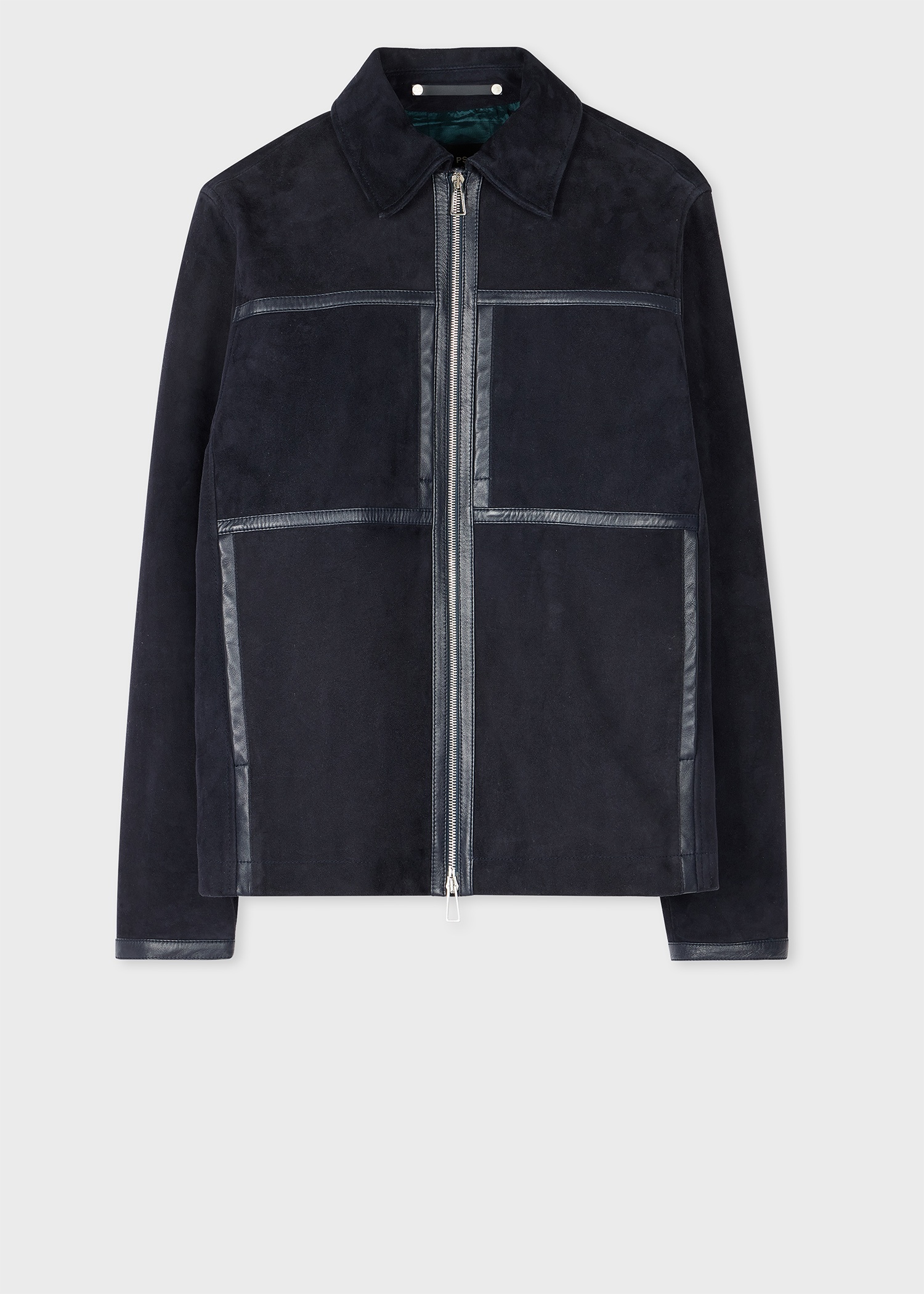 Navy Suede Zip Jacket - 1