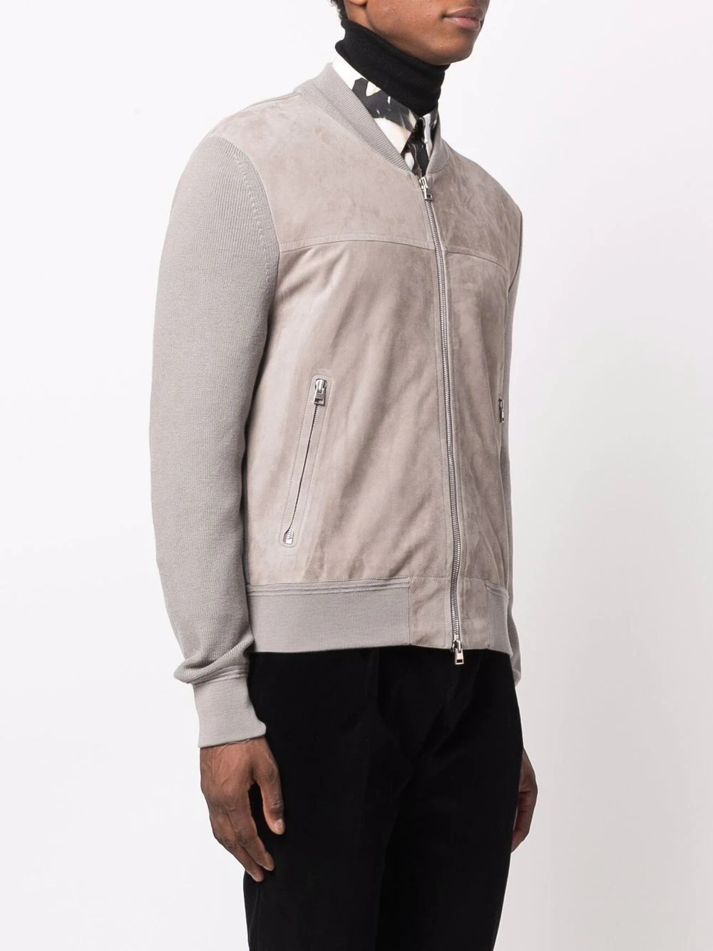 panelled rib-trimmed bomber jacket - 3