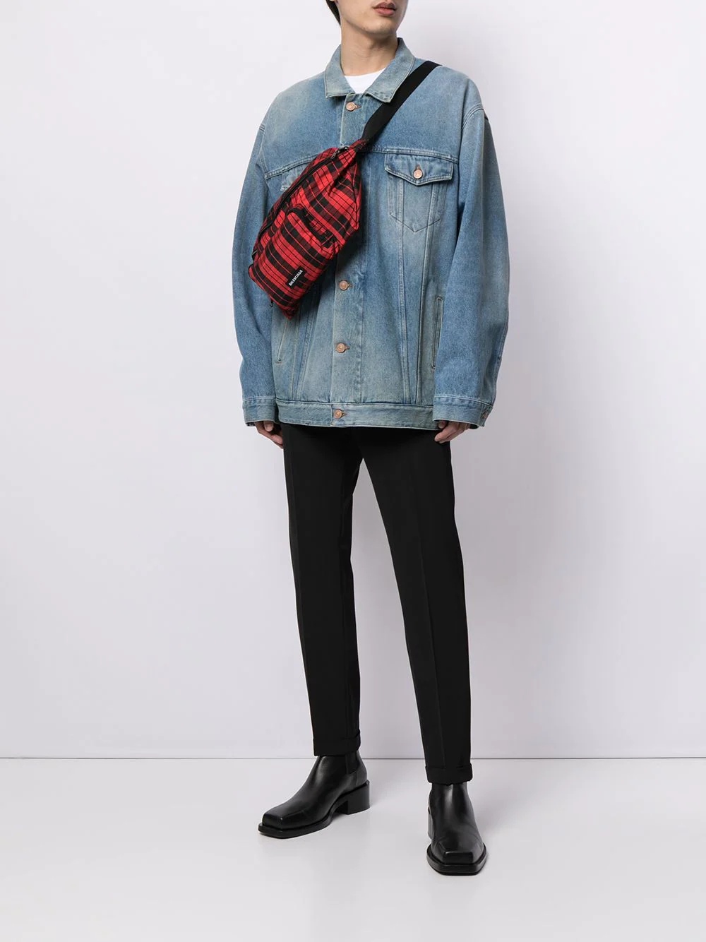 oversized zip-up denim jacket - 2