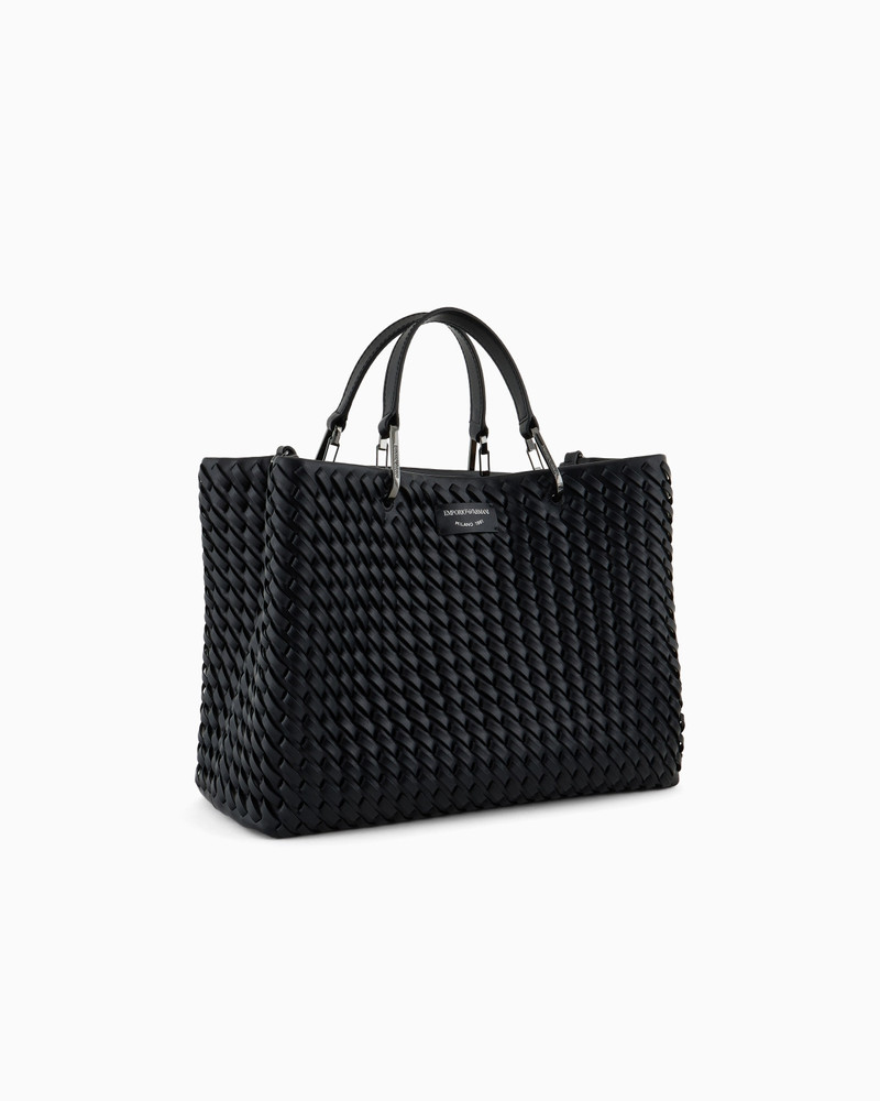 EMPORIO ARMANI MYEA MEDIUM SHOPPER BAG IN INTERWOVEN LEATHER outlook