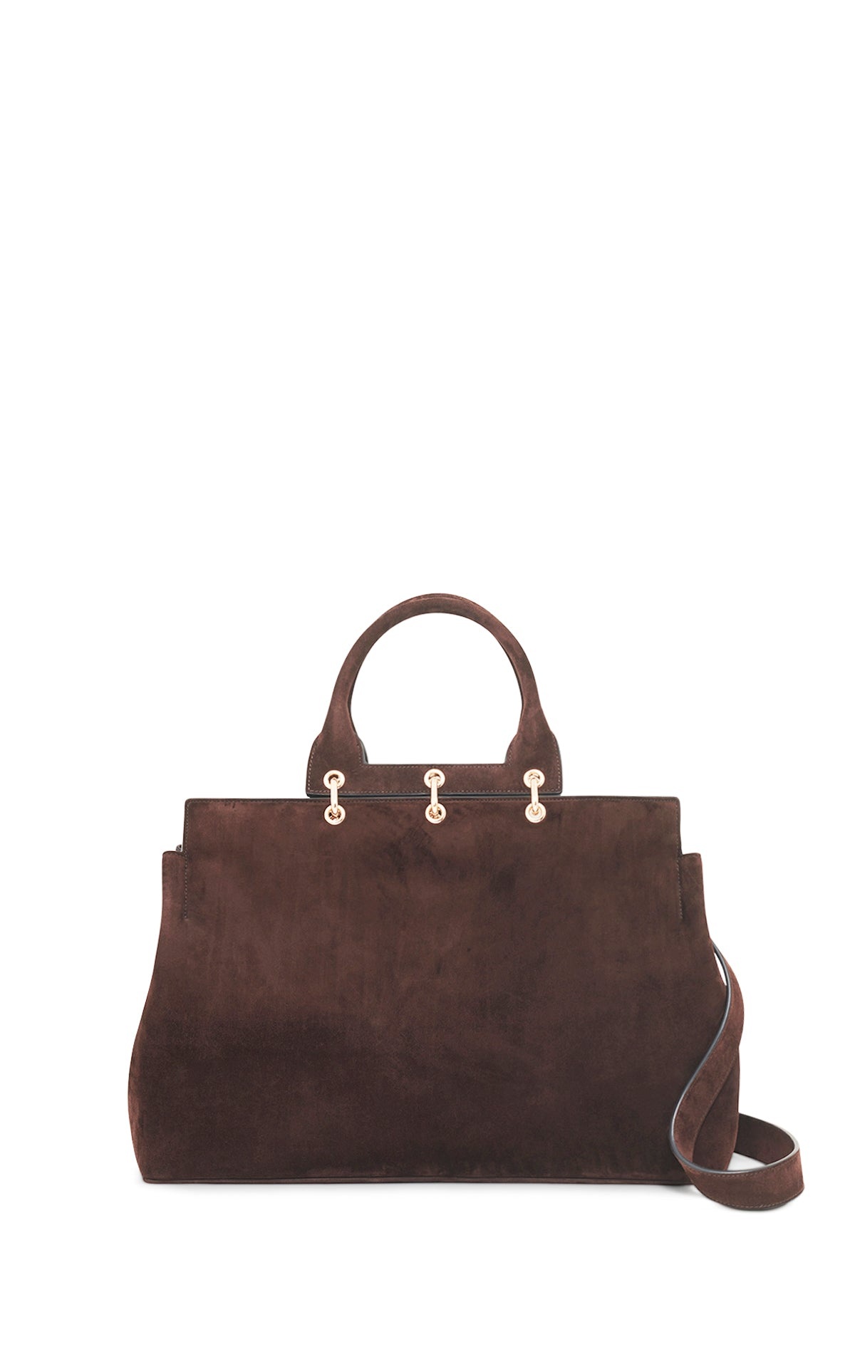 Large Amethyst Bag in Dark Brown Suede - 4