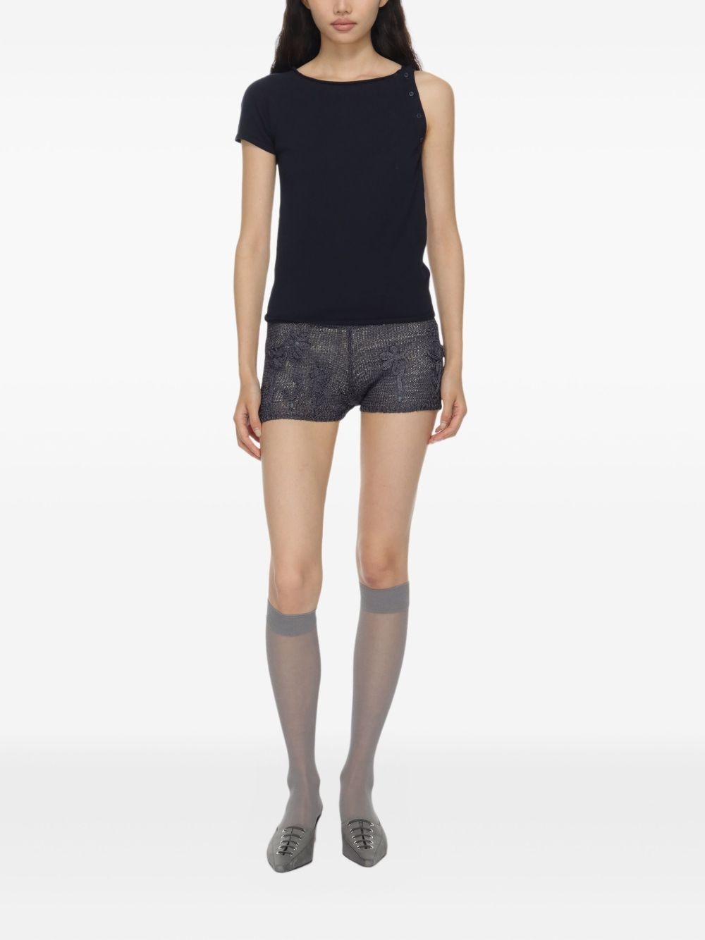 asymmetric-neckline top - 2