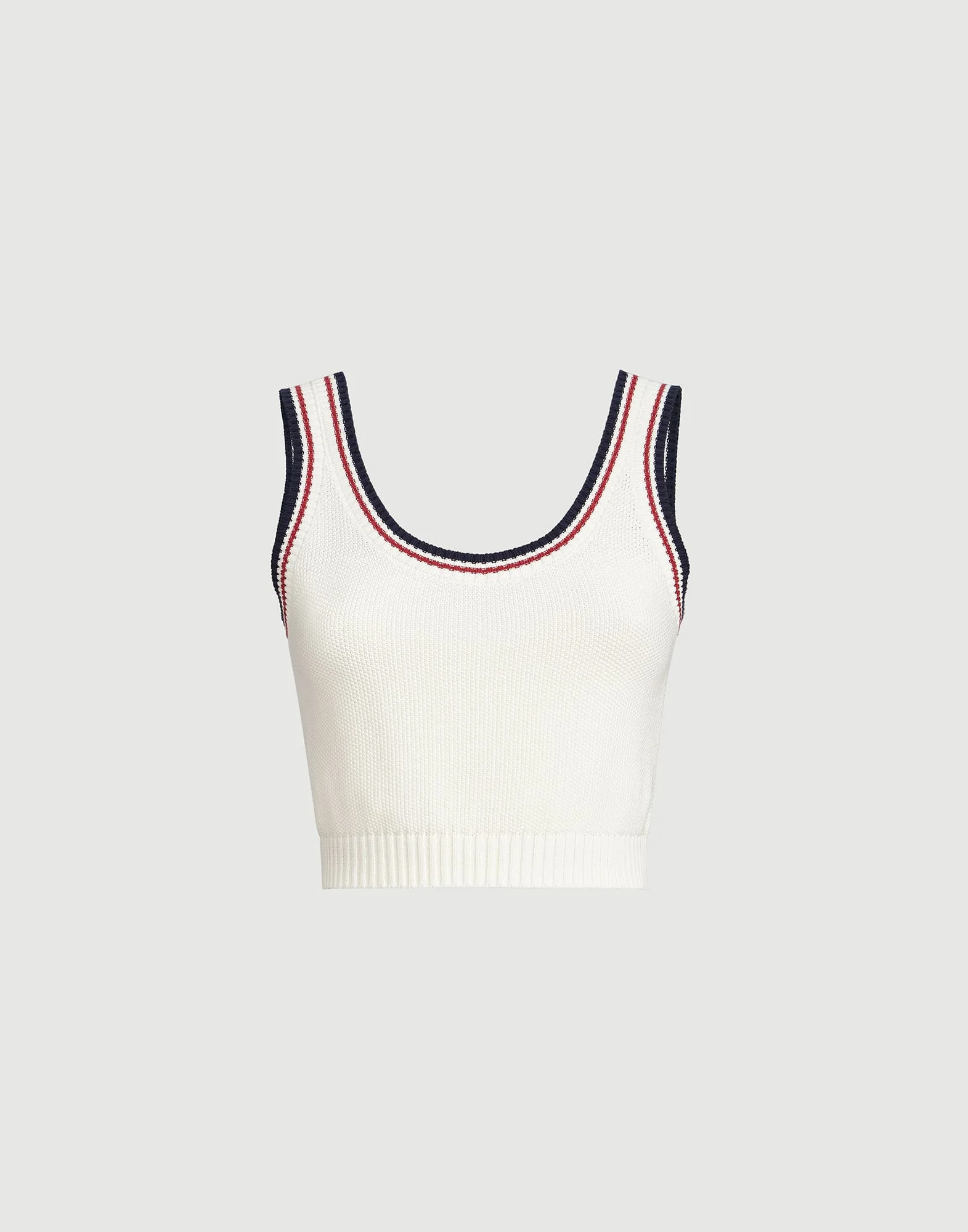 Cotton piqué-effect knit crop top - 1