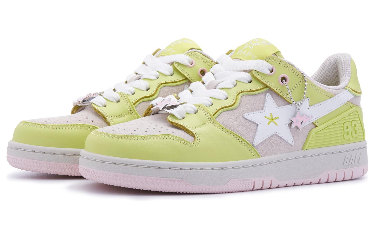 (WMNS) A BATHING APE Sk8 Sta Leather Low 'Yellow Pink' BPYSNSN0098XJ - 3