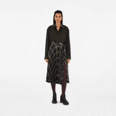 Burberry Pleated Check Wool Blend Skirt outlook