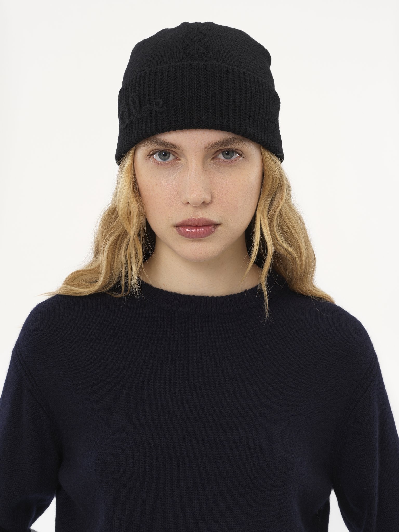 THE CHLOÉ LACE KNIT BEANIE IN WOOL & LACE JACQUARD - 2