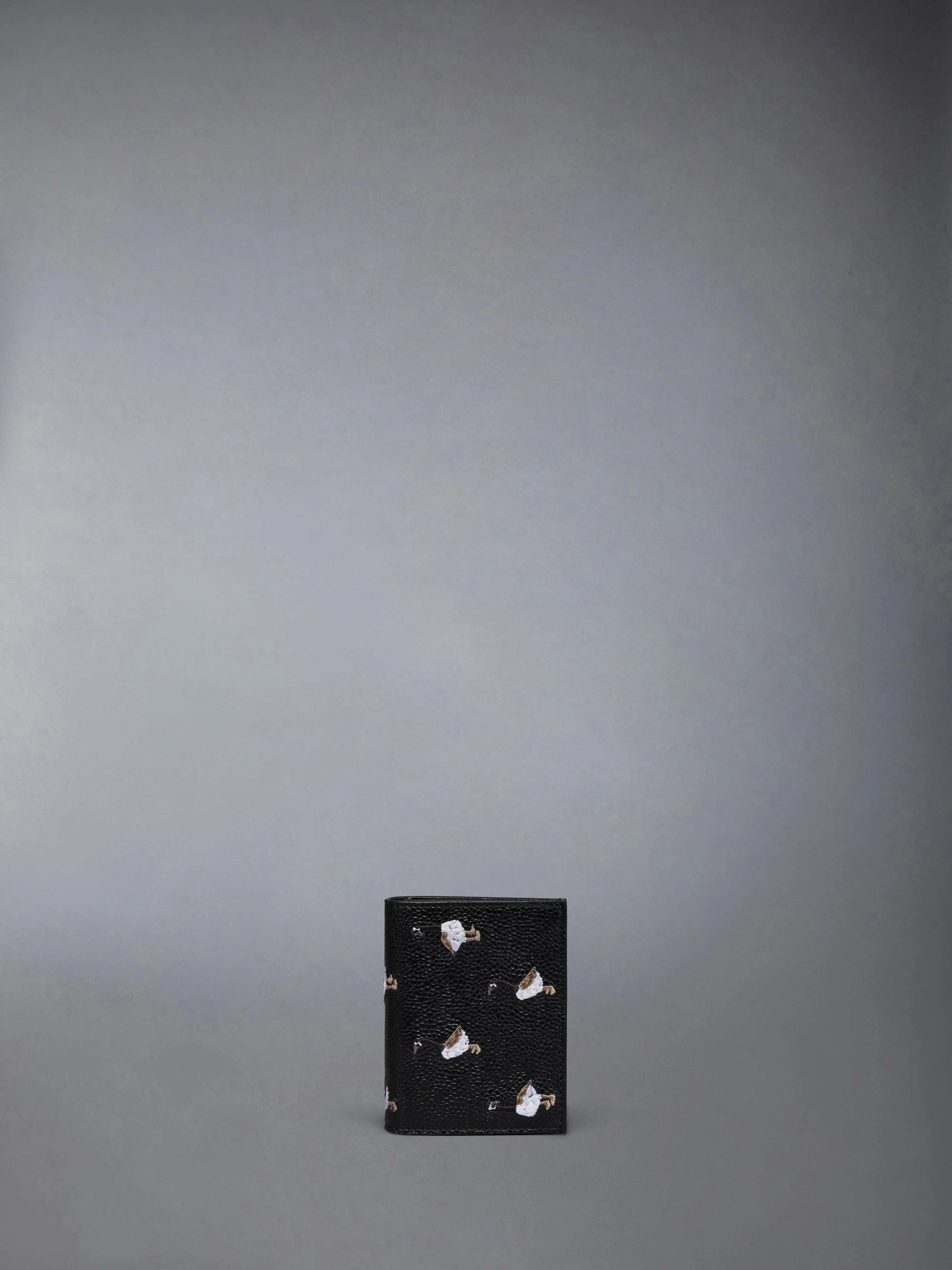 PEBBLE GRAIN GOOSE EMBROIDERY DOUBLE CARD HOLDER - 1