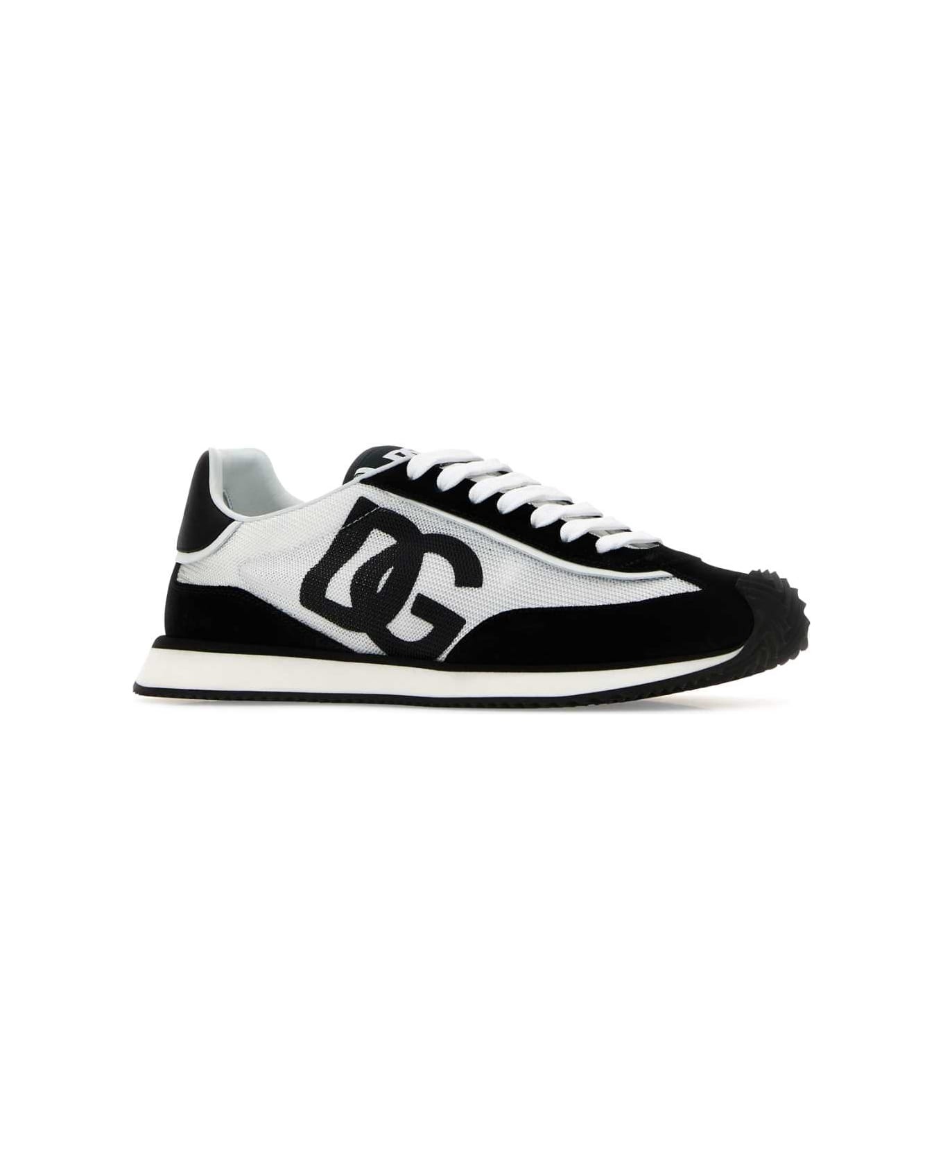 Two-tone Mesh And Suede Dg Aria Sneakers - 2