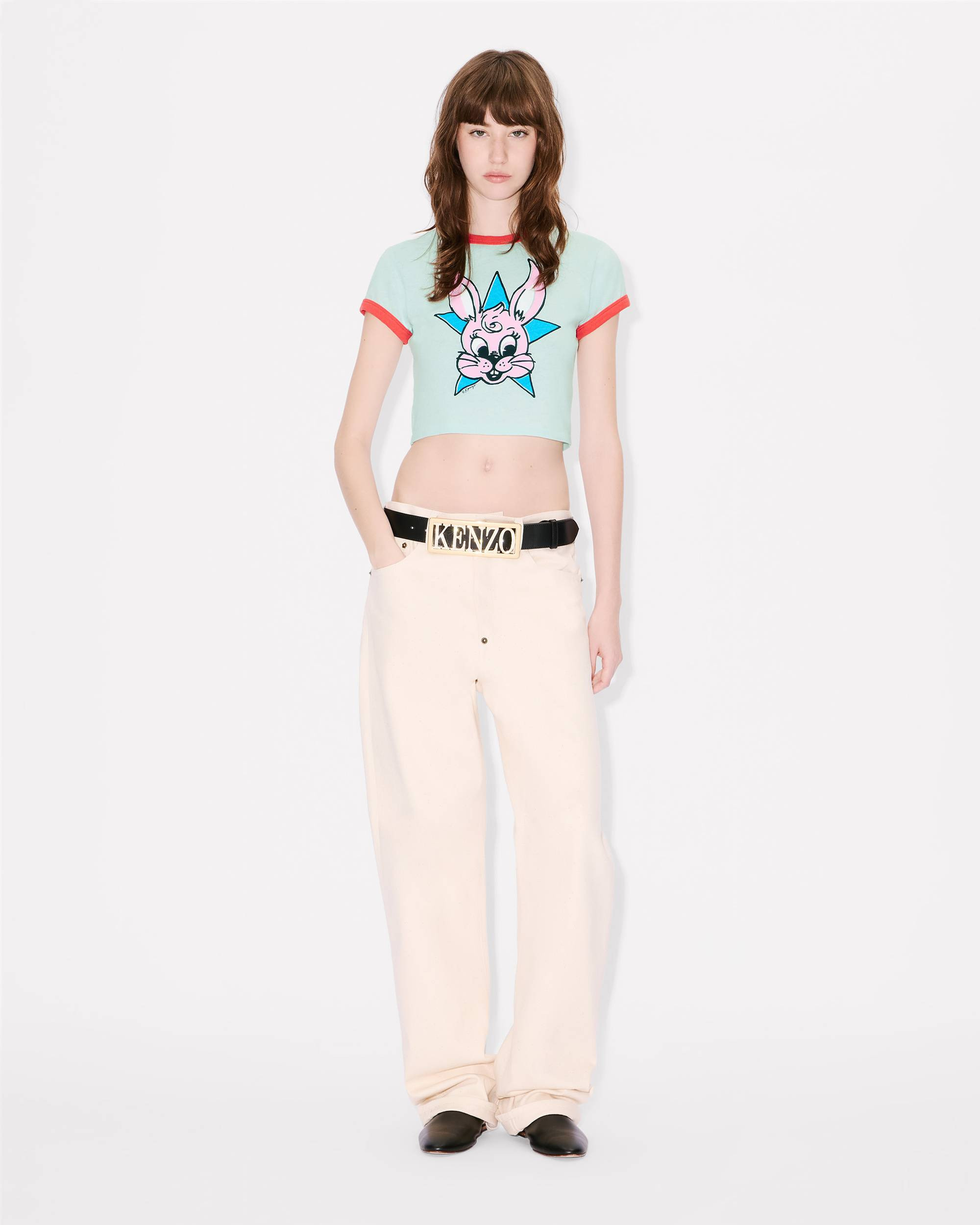 'KENZO Cartoon' cropped ringer T-shirt in cotton - 5