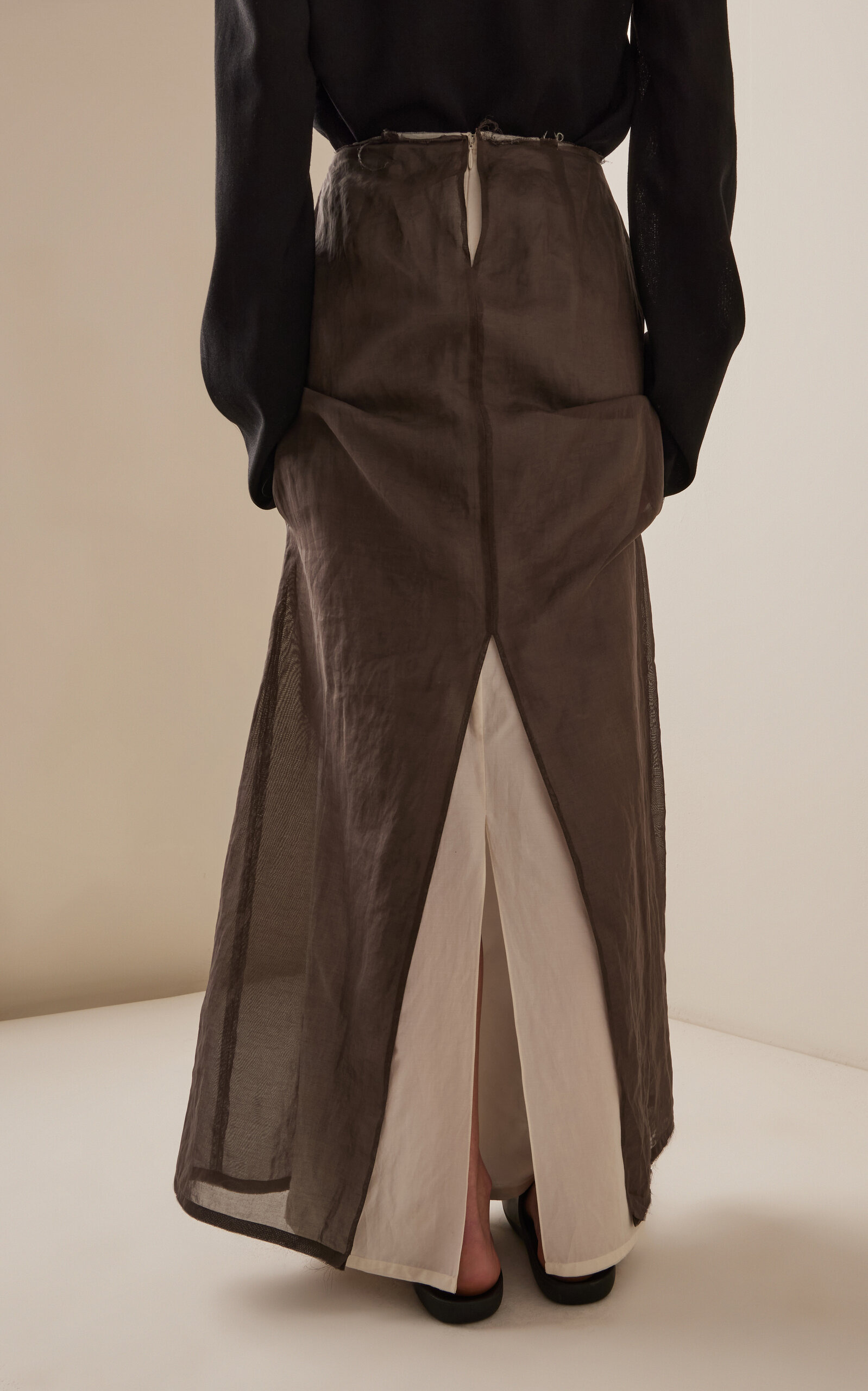 Zaira Layered Cotton Maxi Skirt brown - 5