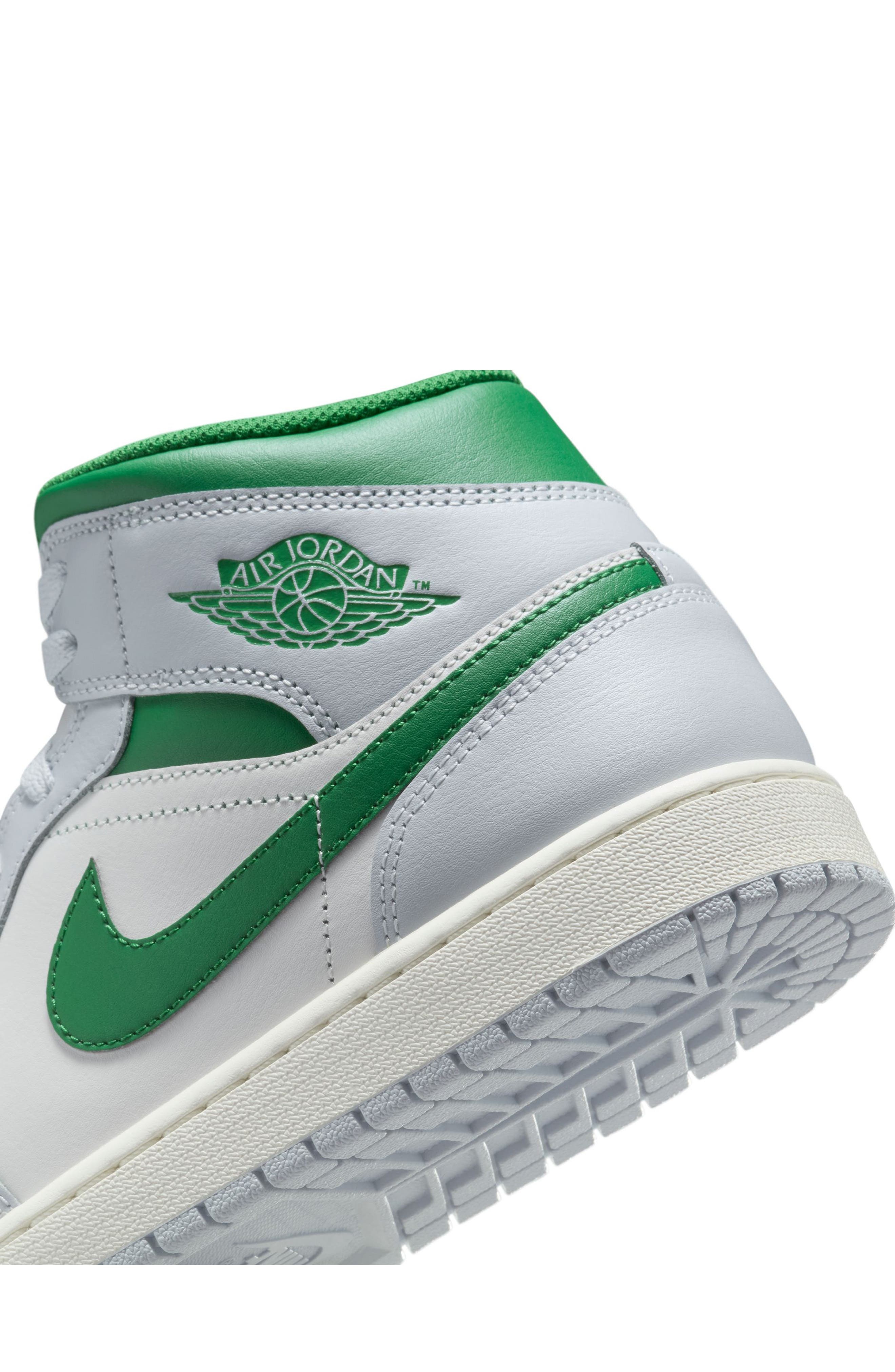 Air Jordan 1 Mid Sneaker in White/Pine Green/Platinum at Nordstrom - 7
