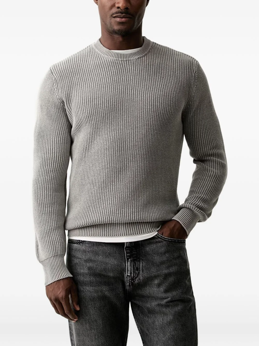 ribbed-knit crew-neck sweater - 1