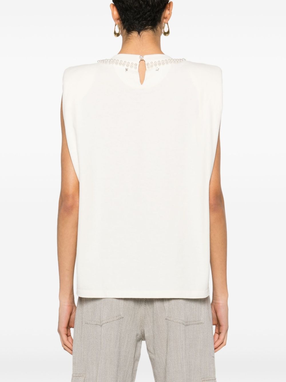 shoulder-pads sleeveless T-shirt - 4