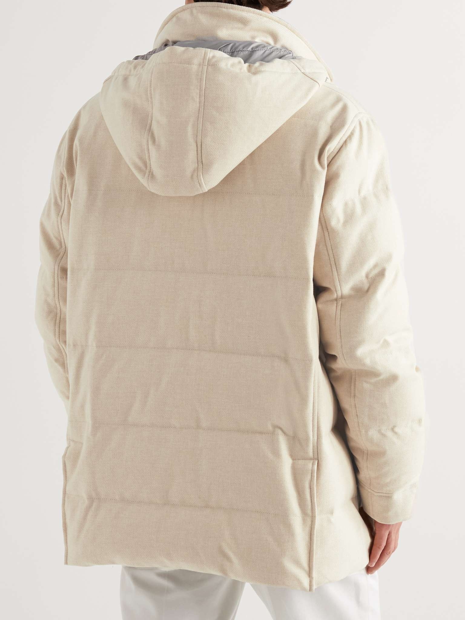 Quilted Wool-Blend Twill Hooded Down Parka - 4