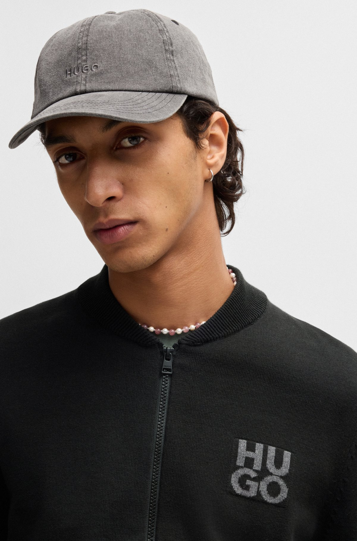 ZIP-UP CARDIGAN IN COTTON WITH STACKED LOGO - 3