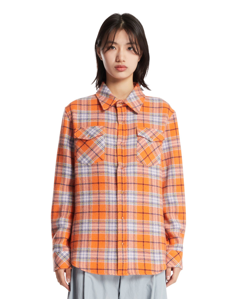 Orange Midnight Sun Tartan Cashmere Shirt 1