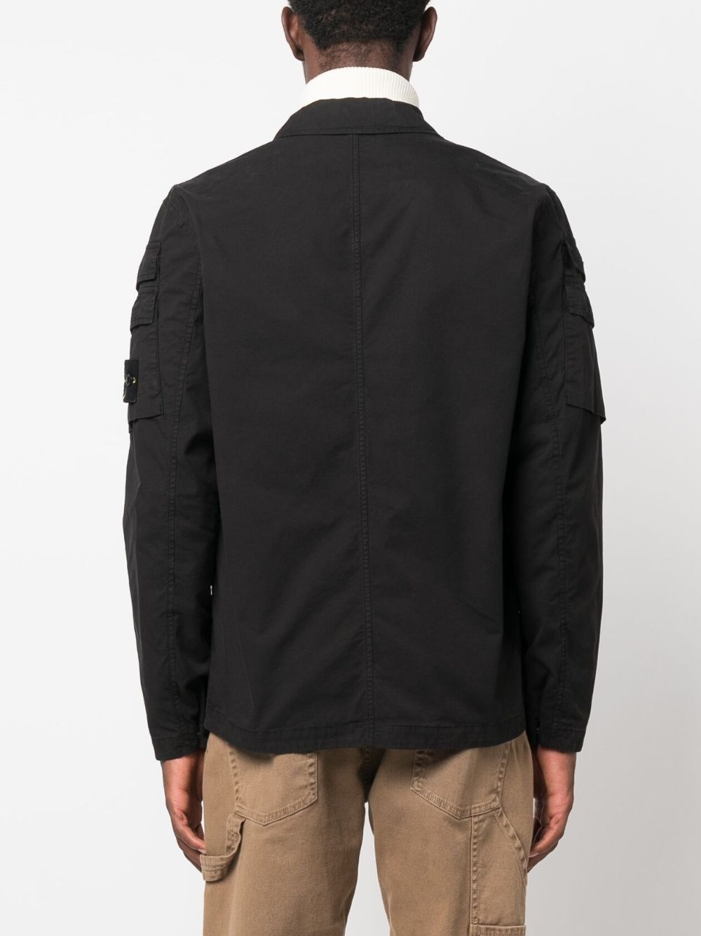 Compass-patch zip-up shirt jacket - 4