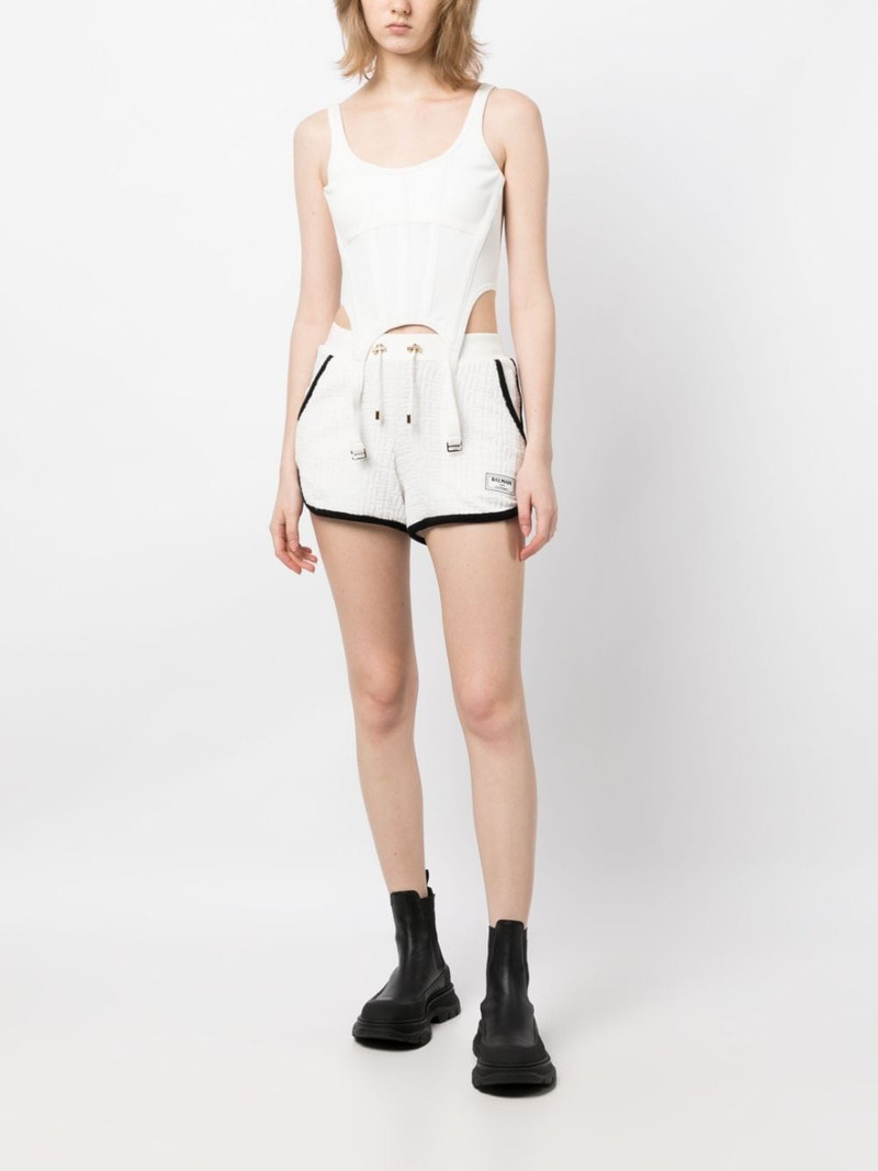 Balmain monogram-motif towel-finish shorts outlook