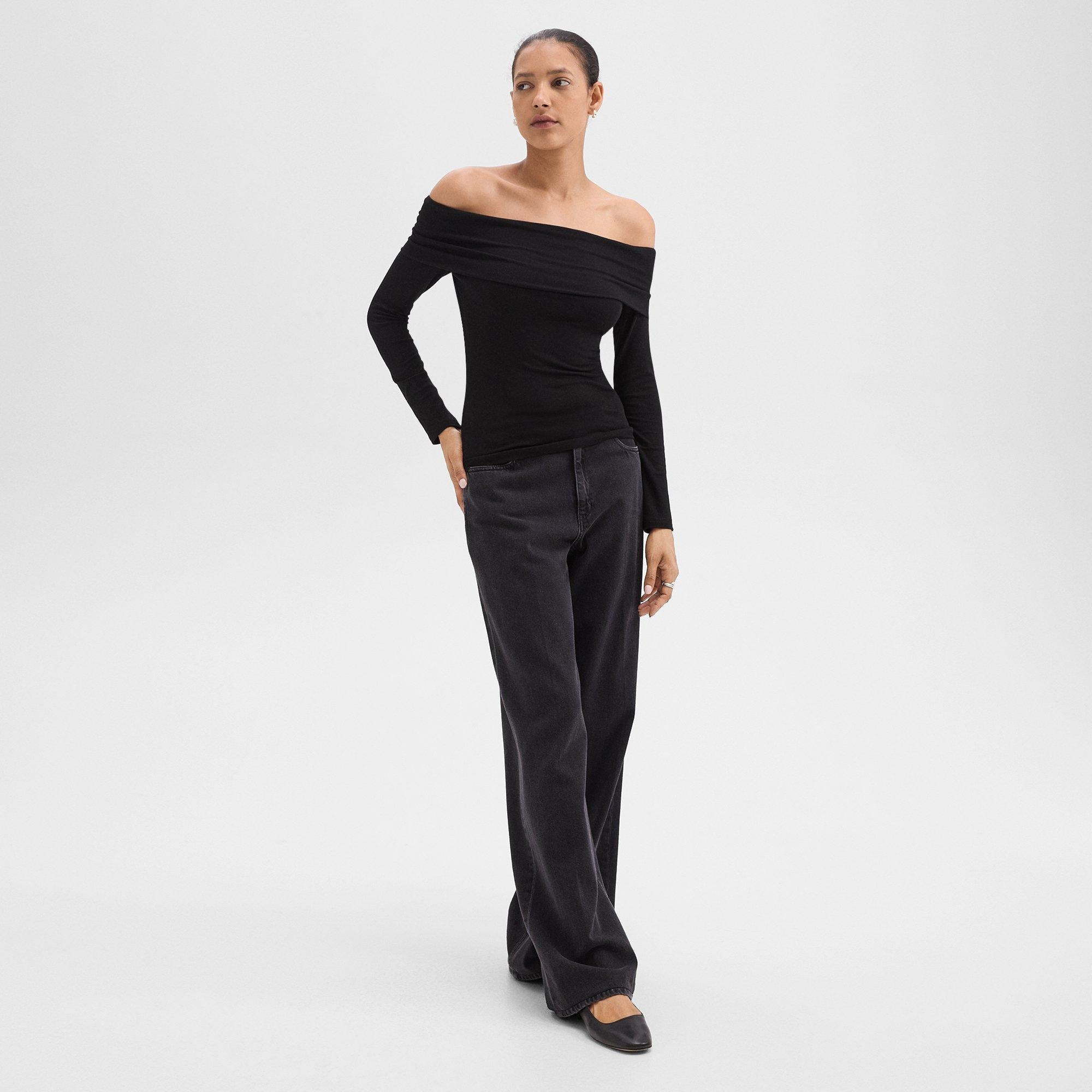 Off-the-Shoulder Top in Ribbed Viscose - 6