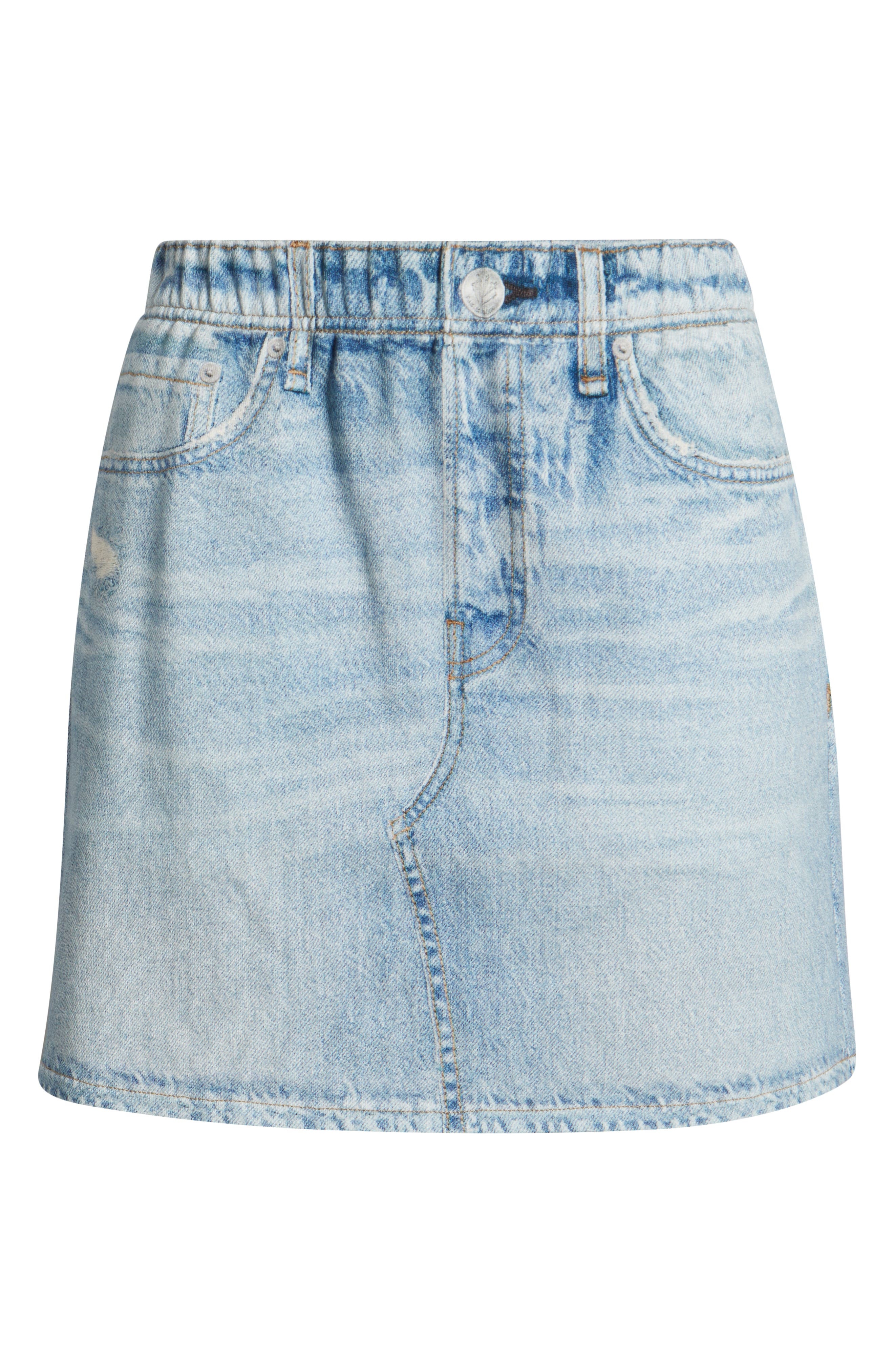 rag & bone Miramar Pull-On Trompe l'Oeil Faux Denim Cotton Terry Miniskirt in Meadow Blue at Nordstr - 5