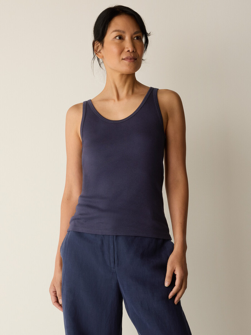 EILEEN FISHER Organic Cotton Stretch Rib Scoop Neck Tank outlook