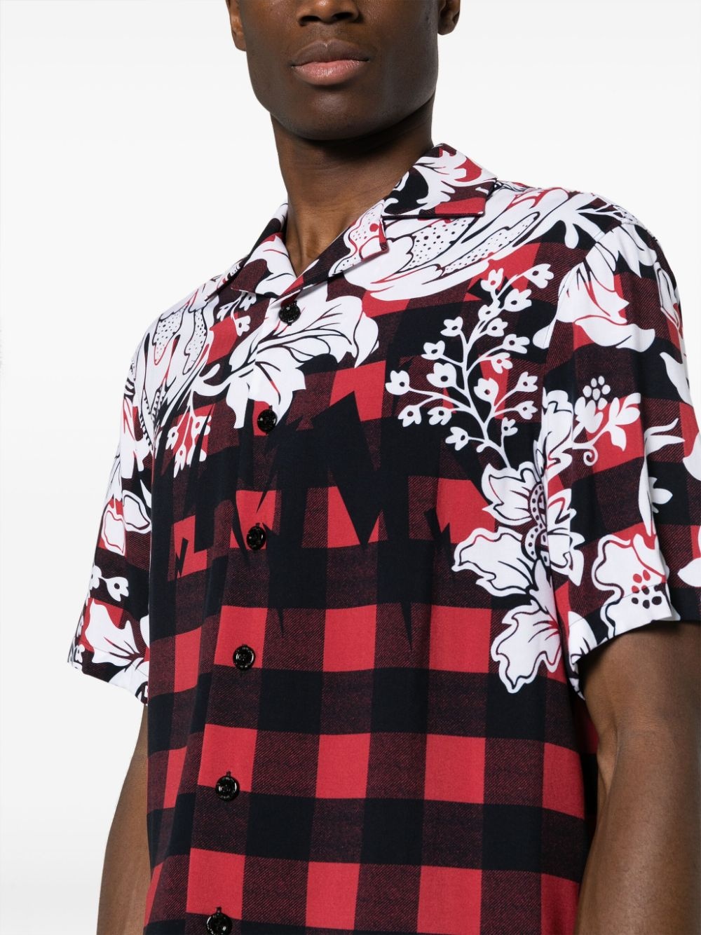 check-print short-sleeve shirt - 5