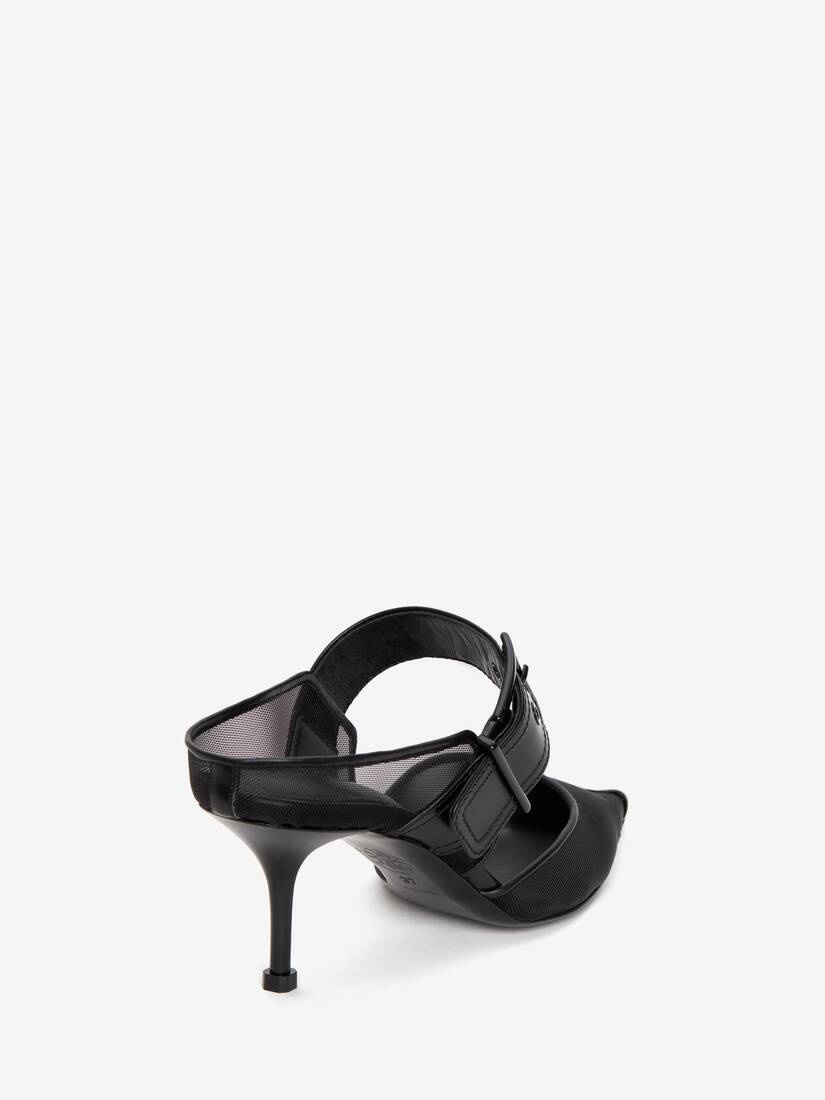 Punk Buckle Mule in Black - 3