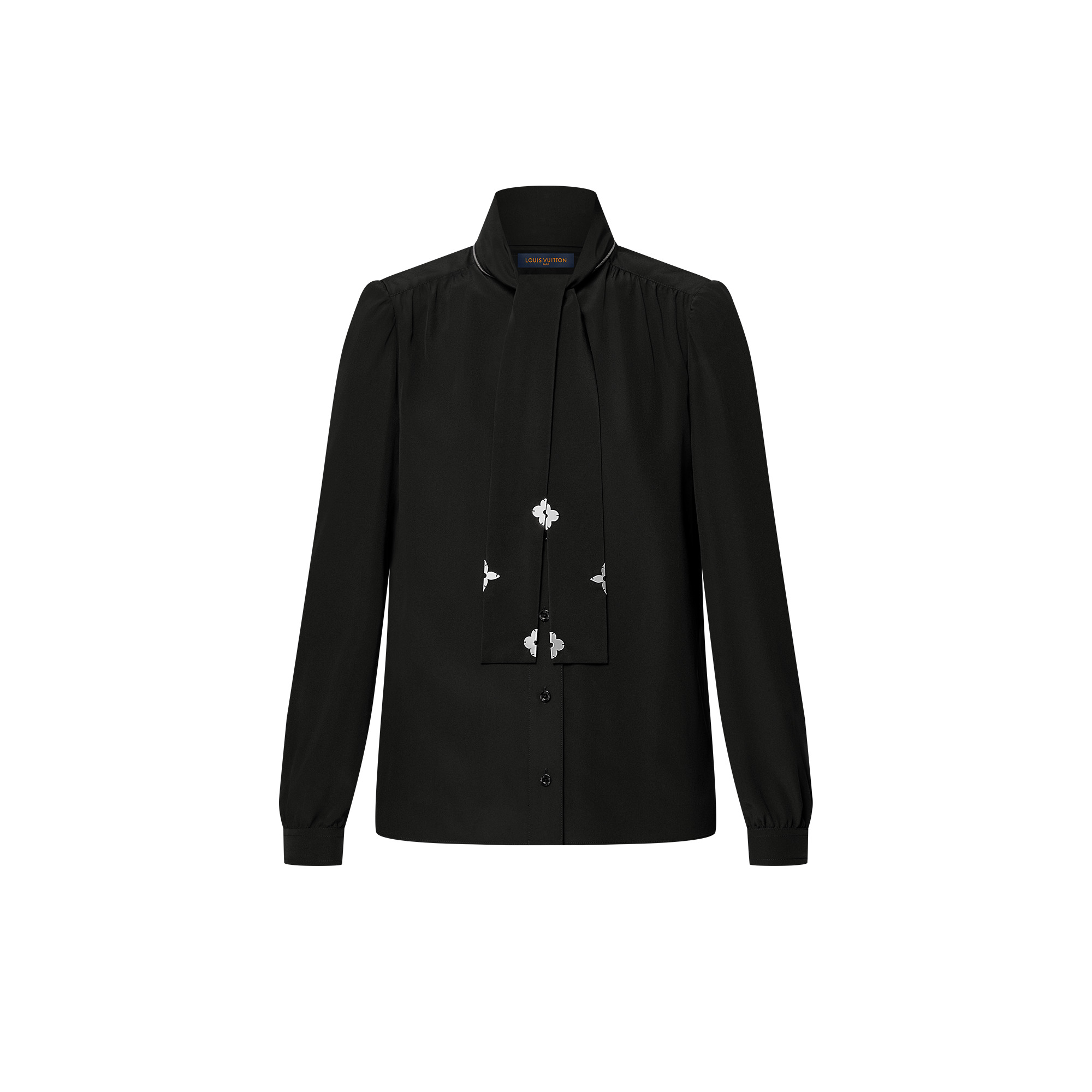 Monogram Accent Lavallière Blouse - 1