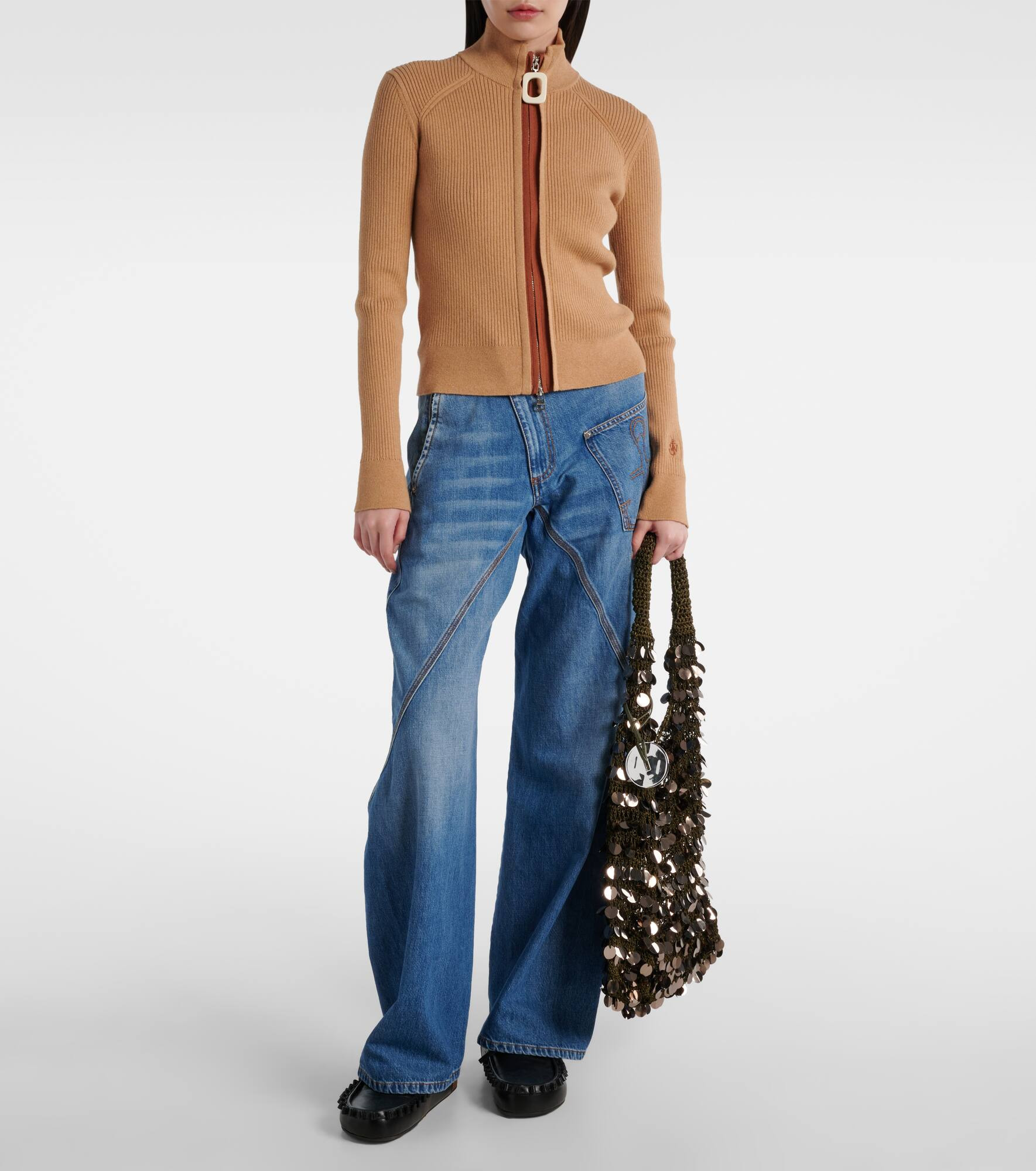Sequined mesh tote bag - 5