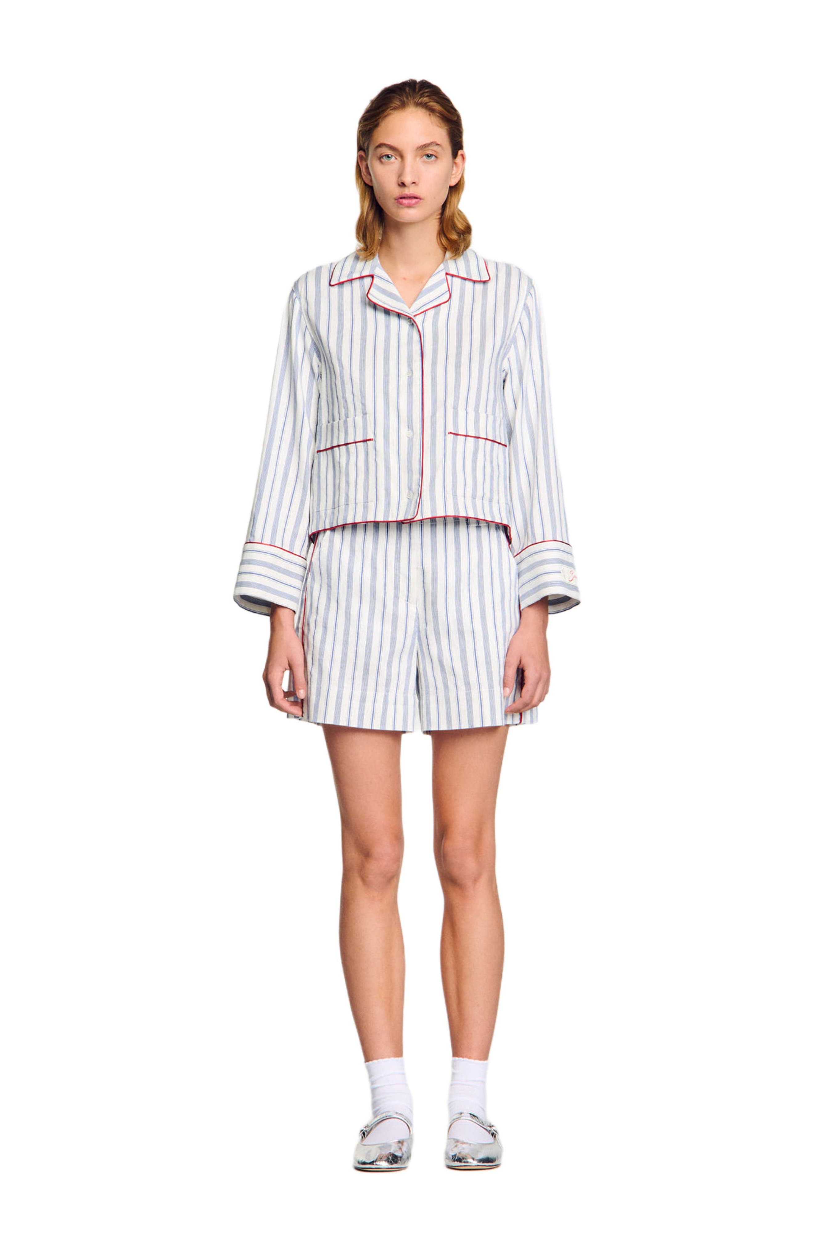 SANDRO Striped shirt in Blue /Ecru at Nordstrom - 1