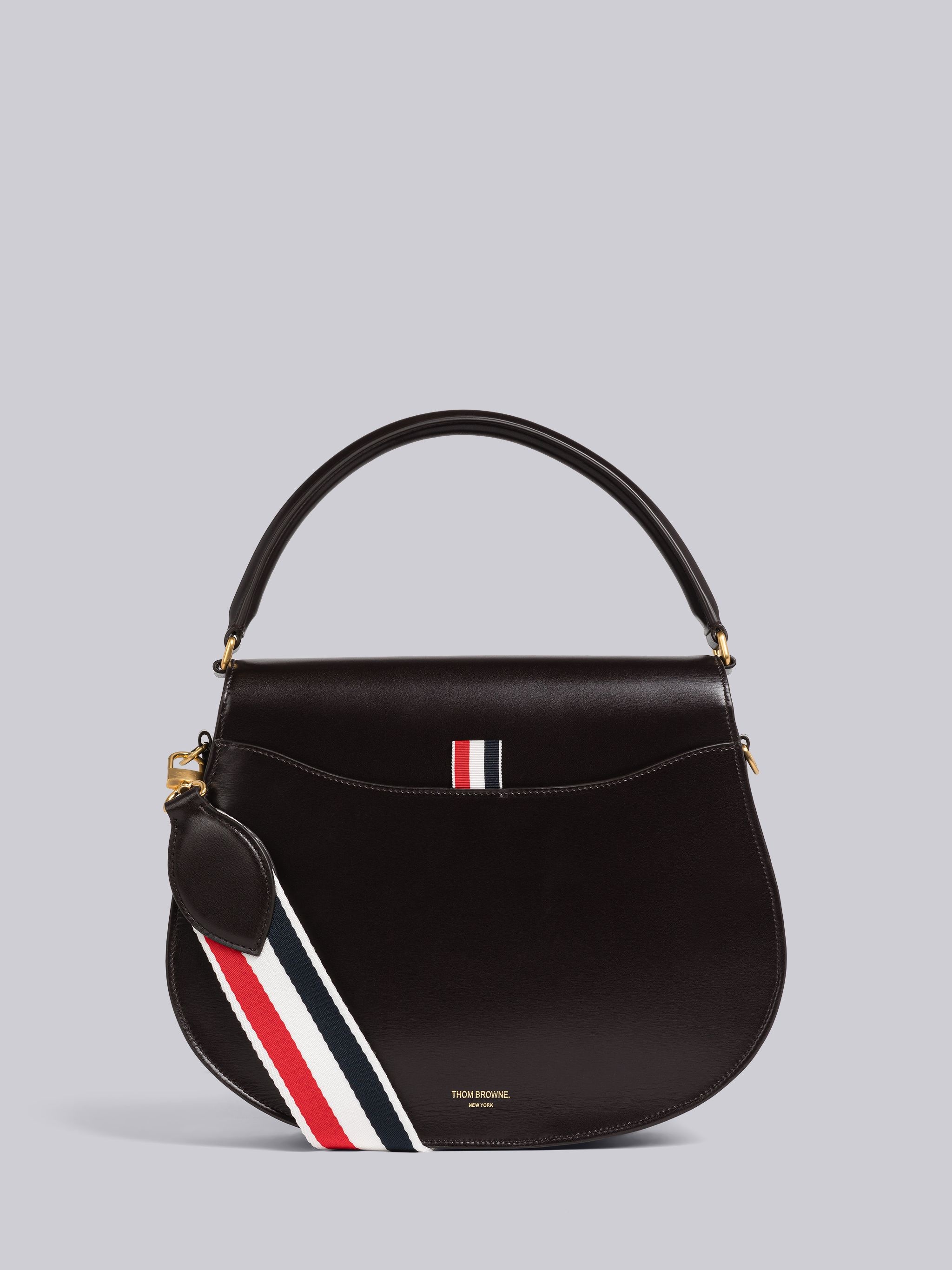 Box Calf Large Enamel Lock Saddle Bag - 4