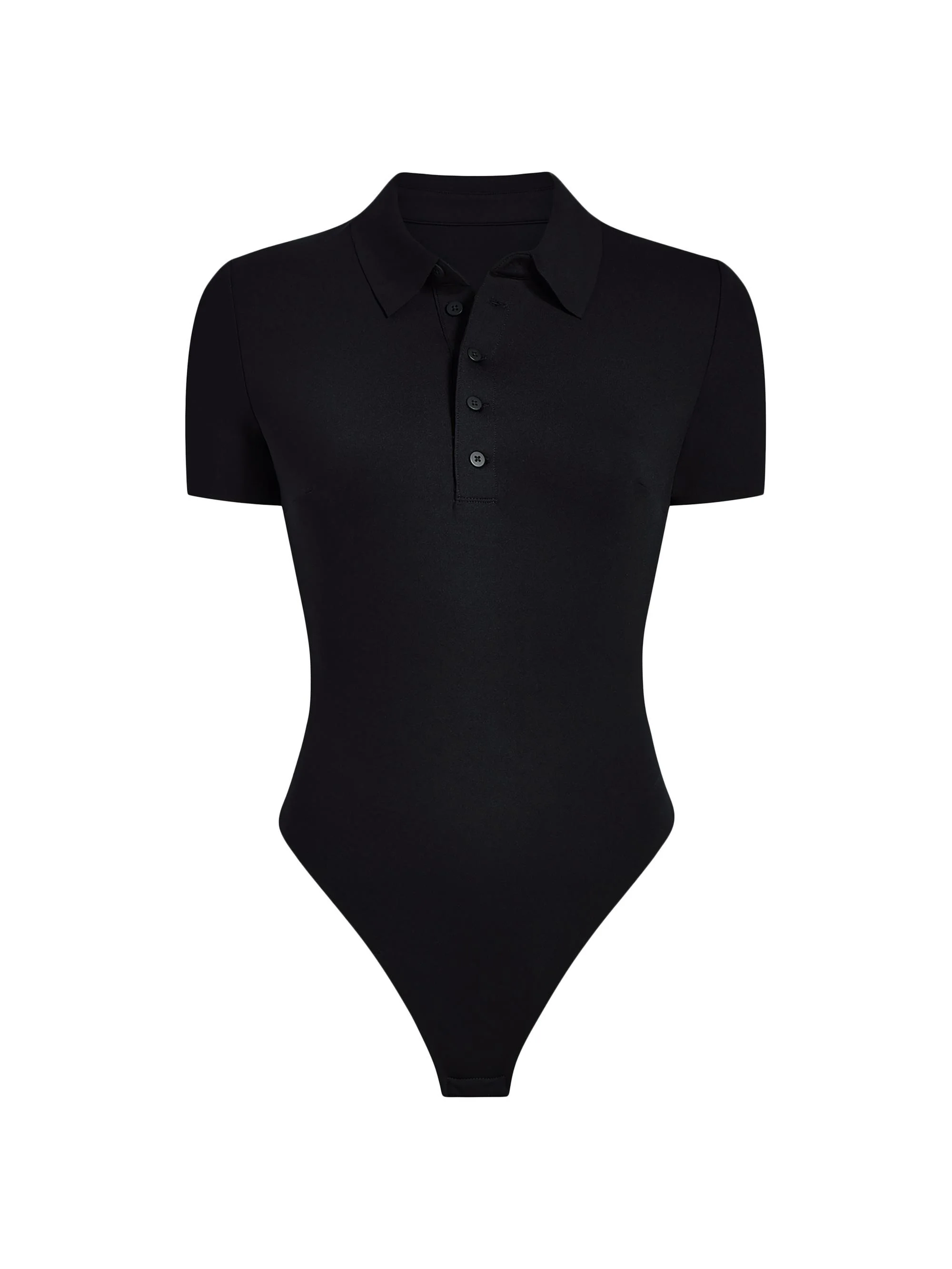 Women's Neoprene Polo Bodysuit - Black - 1