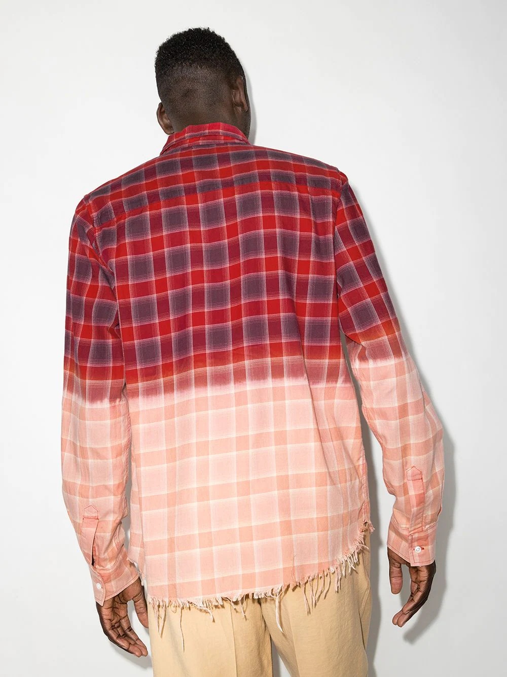 bleach-gradient checked shirt - 3