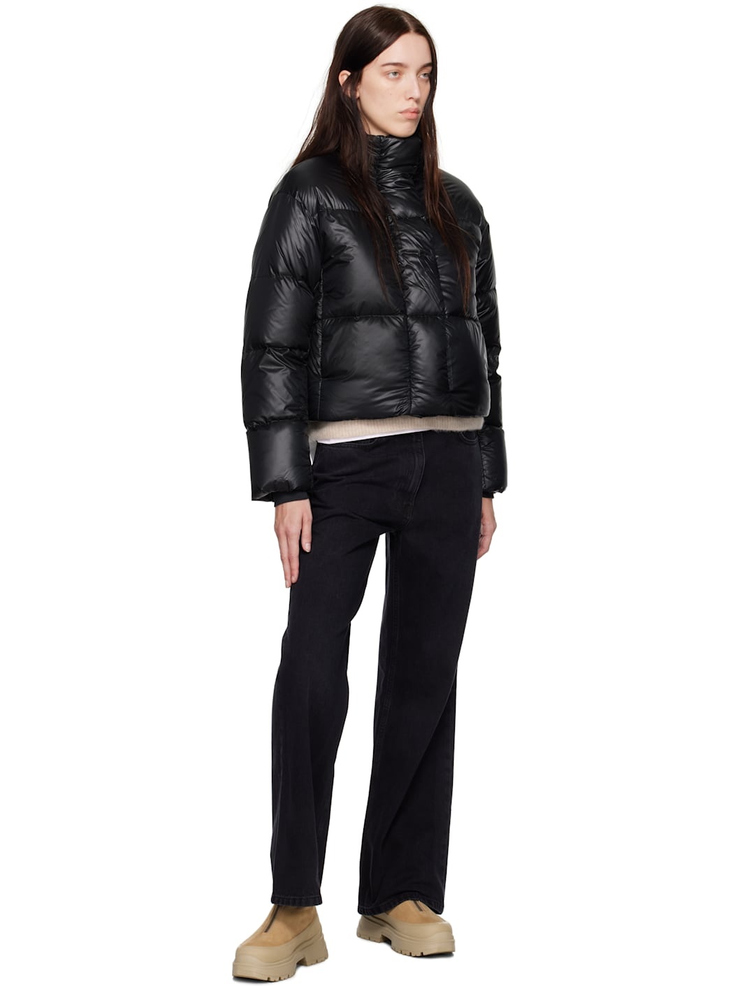 Black Cypress Cropped Puffer Down Jacket - 6