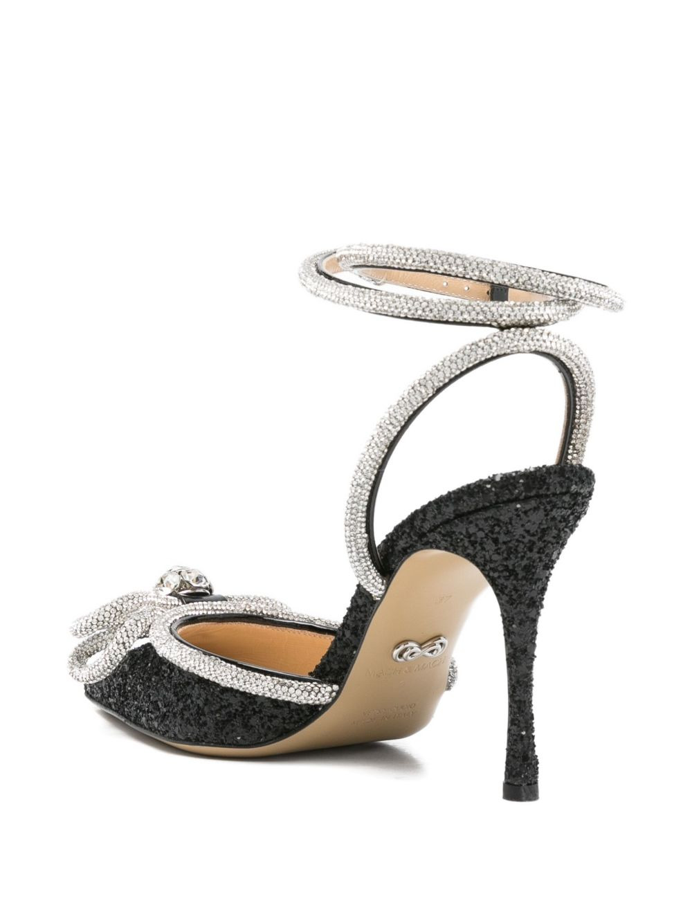 110mm crystal-embellished bow heeled pumps - 3