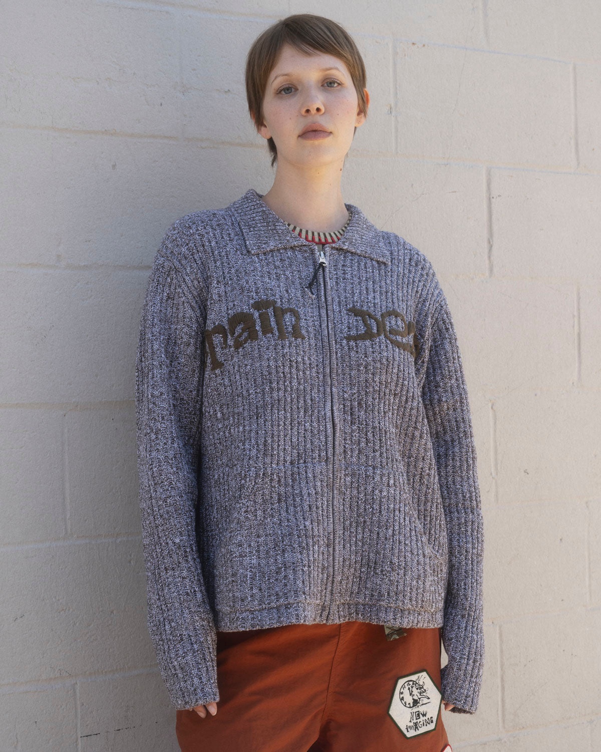 Rib Knit Cardigan - Brown Multi - 5