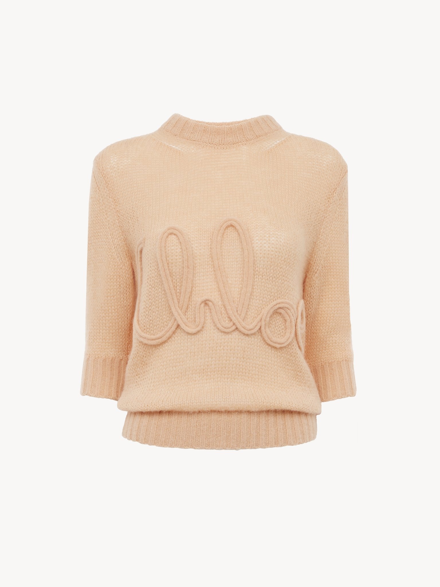 ELBOW-SLEEVE LOGO SWEATER IN ALPACA WOOL & SILK KNIT - 2
