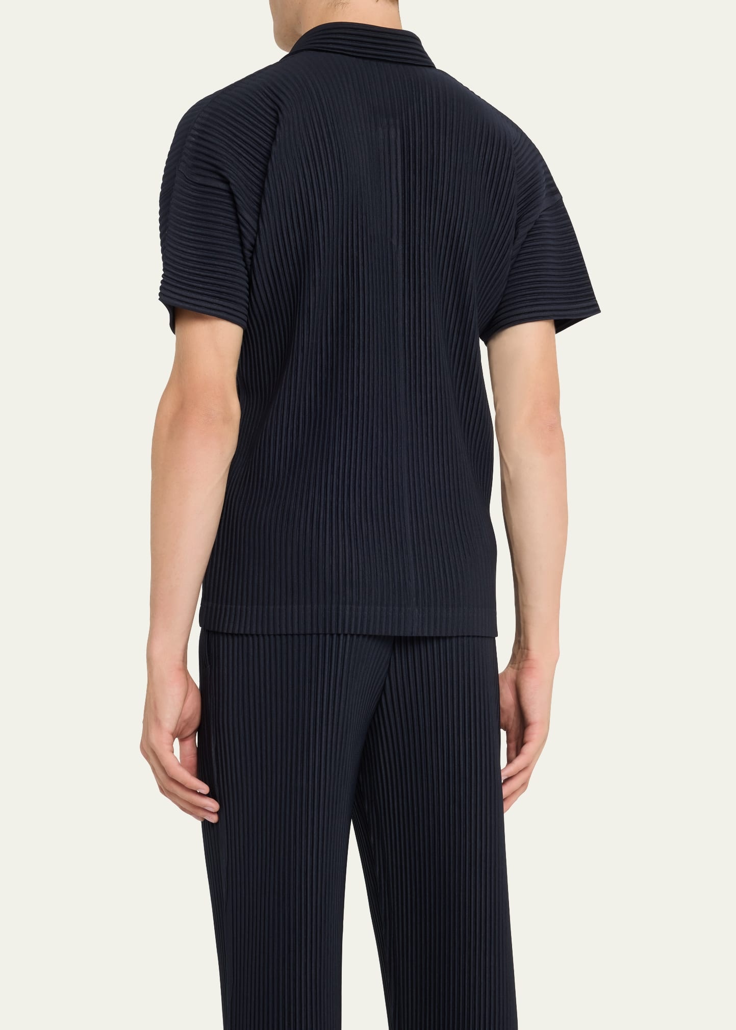 Men's Pleated Polyester Basic Polo Shirt - 3
