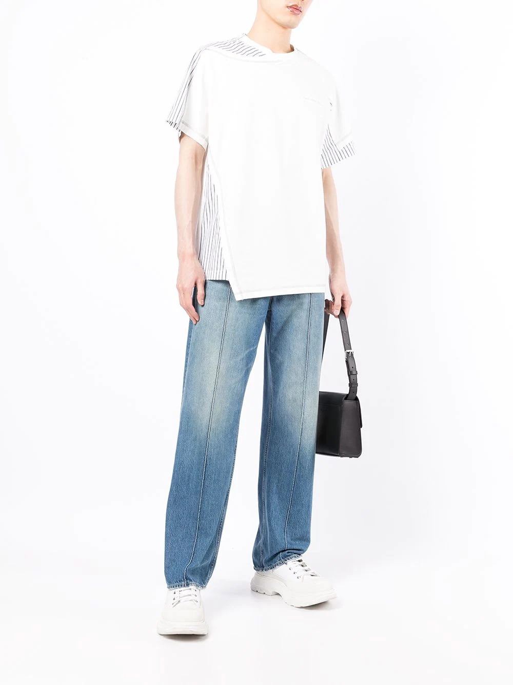 cotton contrast-panel T-shirt - 2