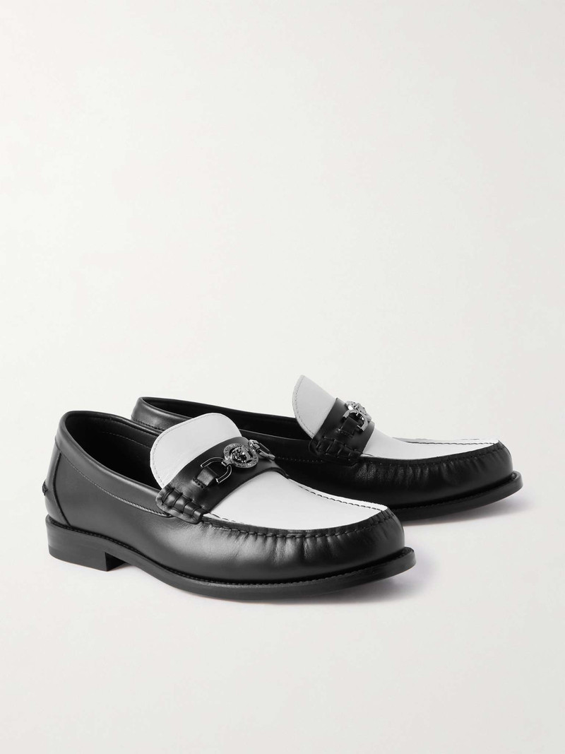Horsebit-Embellished 두 톤 가죽 Loafers 4