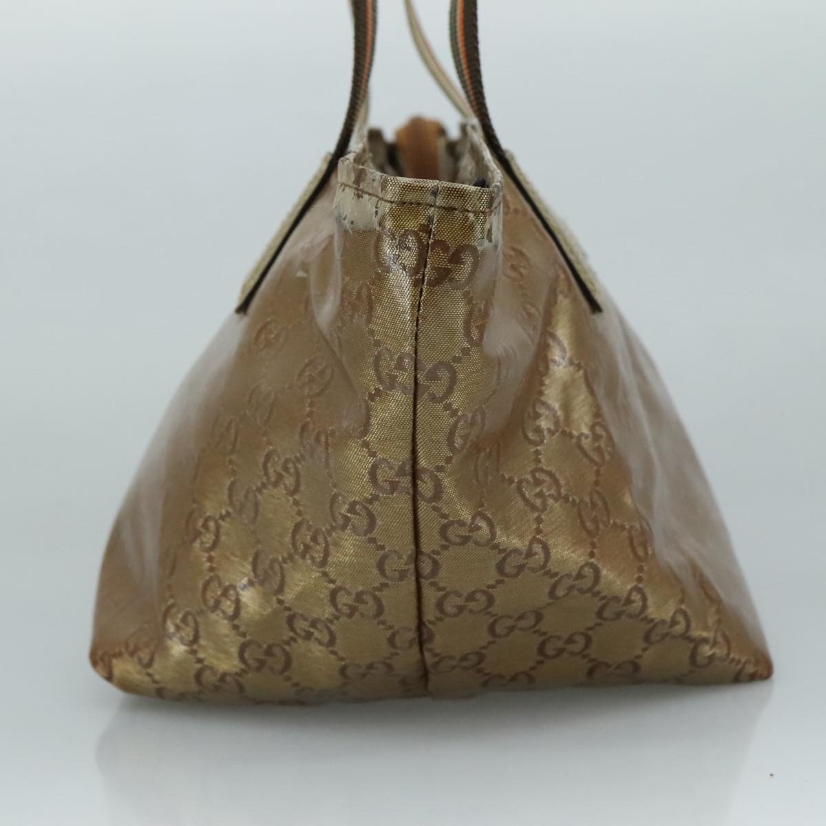 GUCCI GG Crystal Sherry Line Hand Bag Gray Gold Brown - 4
