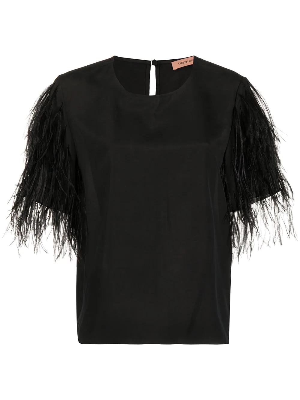 feathered sleeve T-shirt - 1