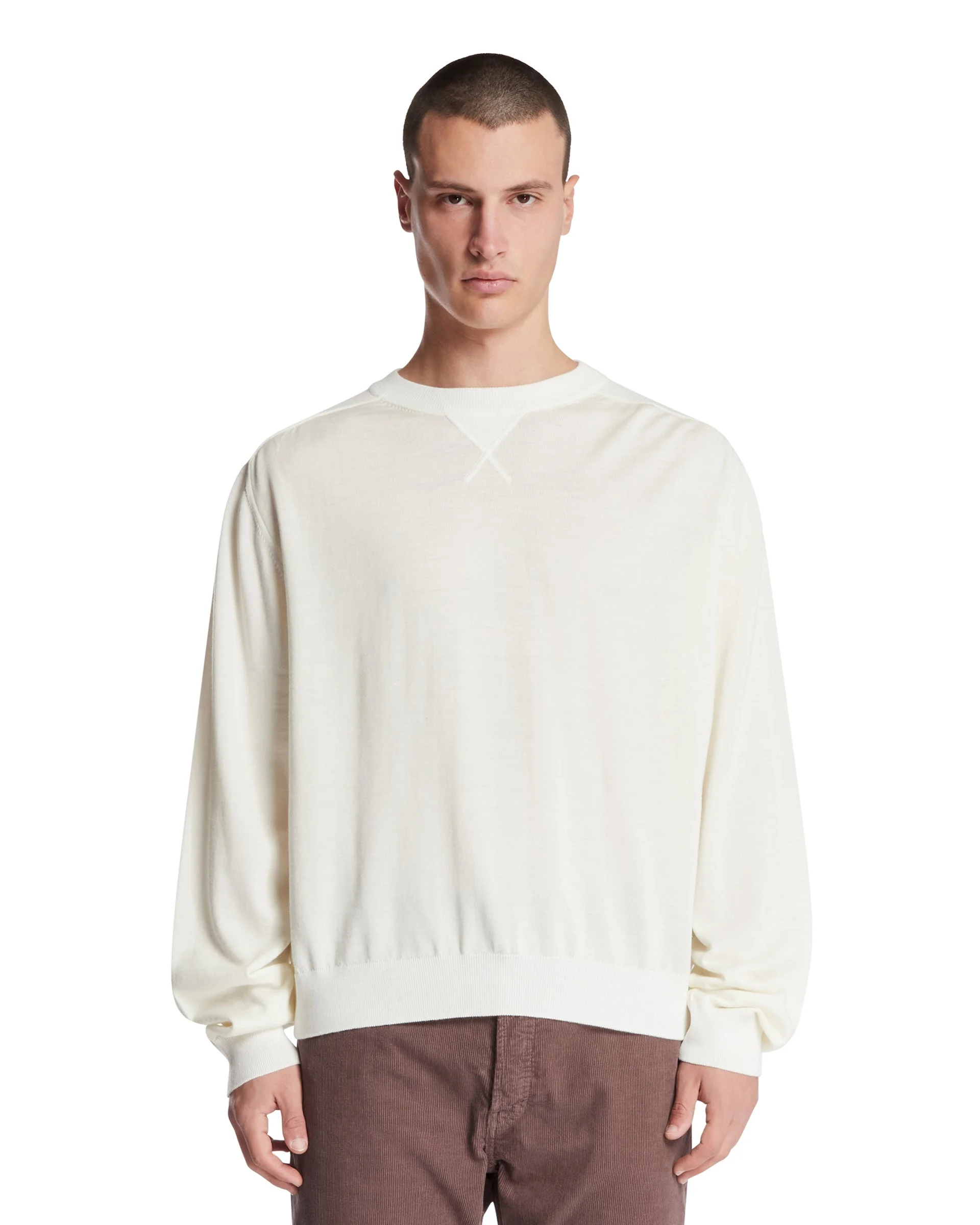 White Wool Logo Sweater - 1