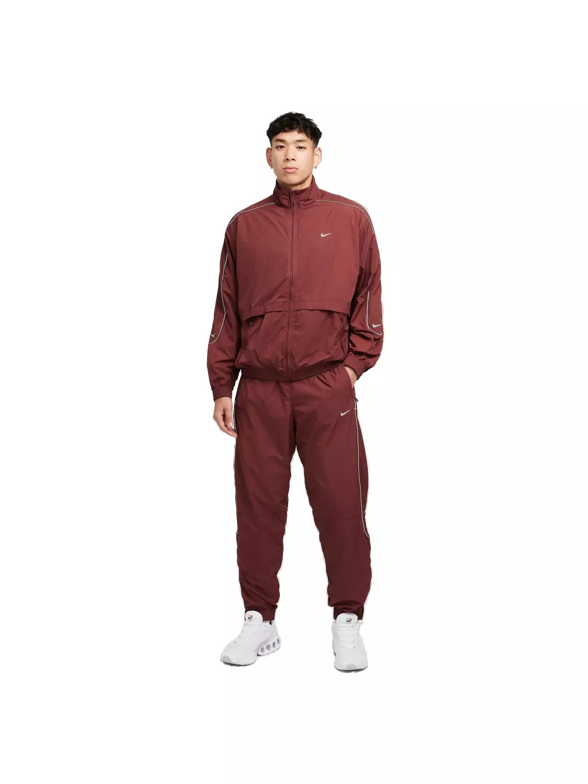 Men's Sportswear Solo Swoosh Woven Track Jacket - Dark Red - 9