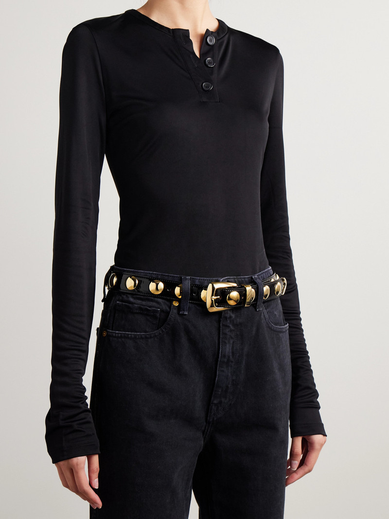KHAITE Benny Studded Patent-leather Belt outlook