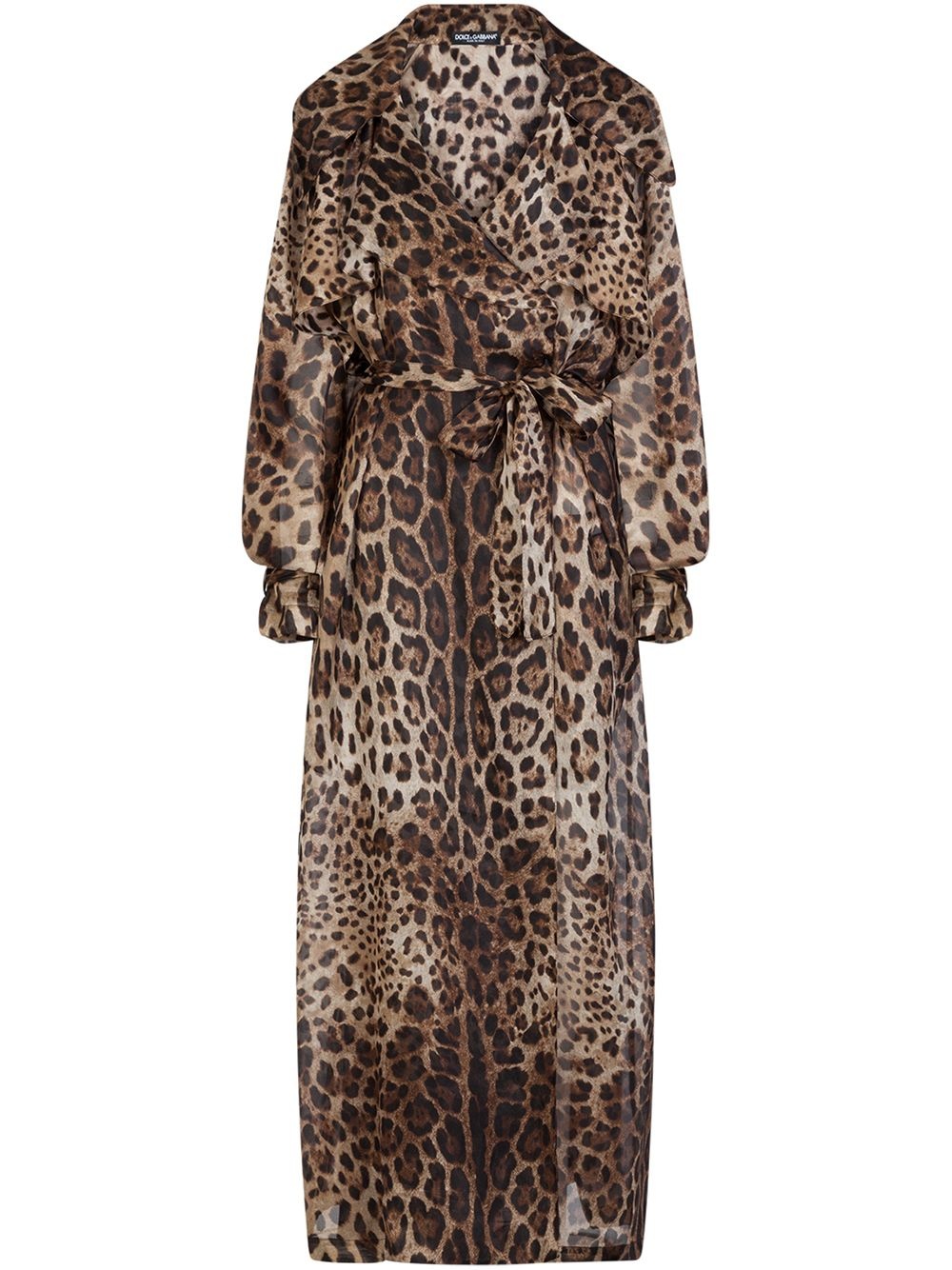 leopard print organza trench coat - 1