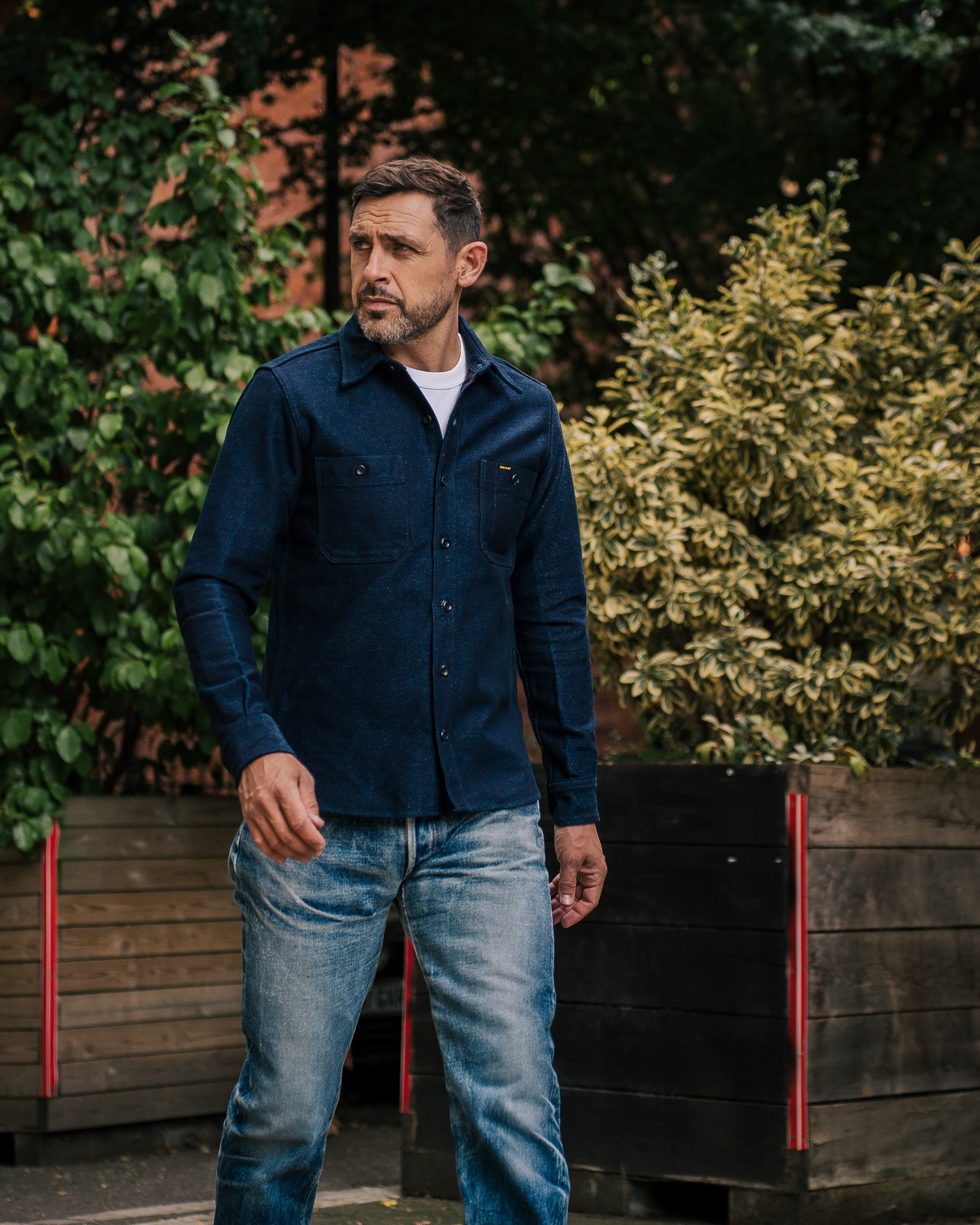 IHSH-397-IND 21oz Sashiko Work Shirt - Indigo - 4